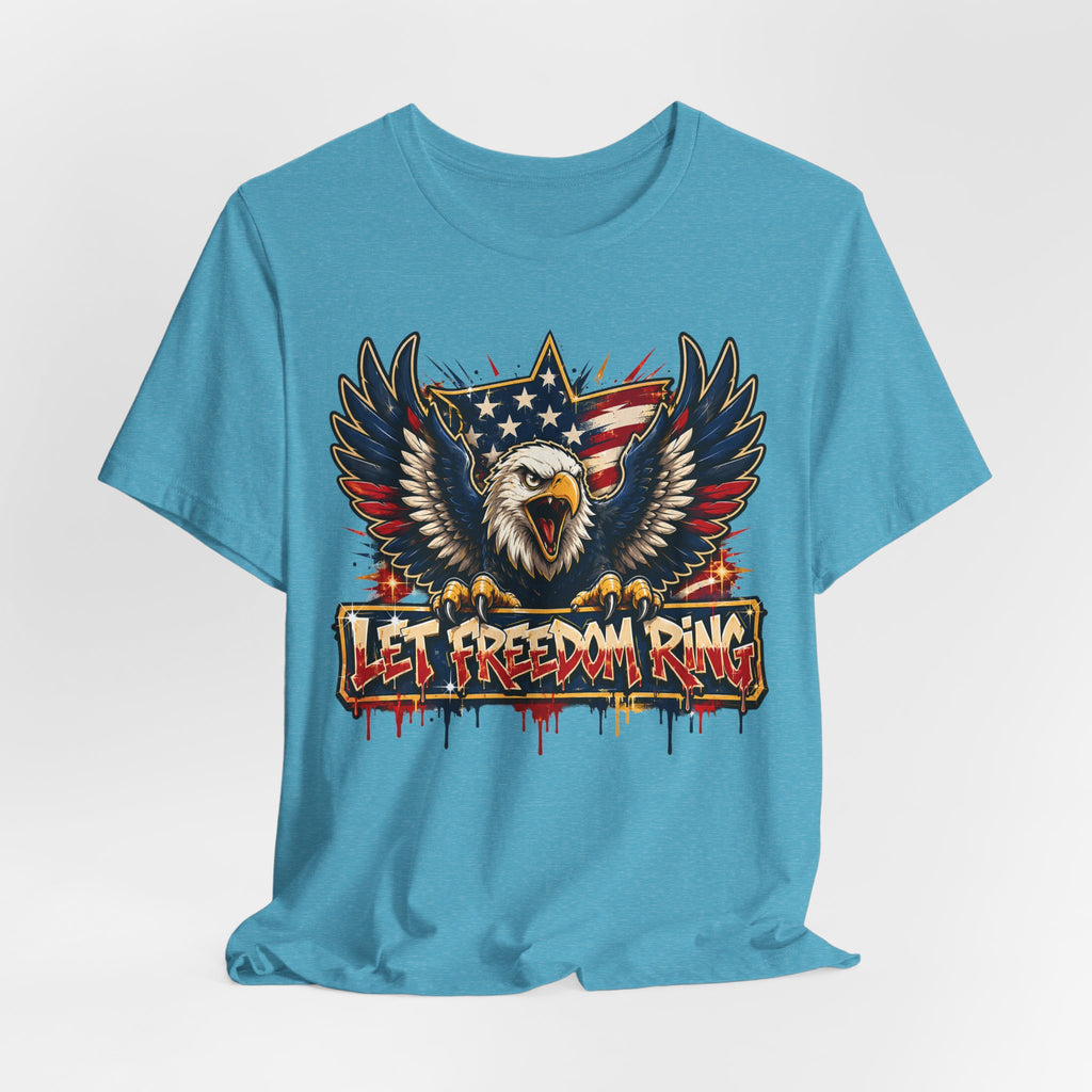 Let Freedom Ring Bald Eagle T-Shirt | 4th of July Patriotic American Flag Graphic Tee