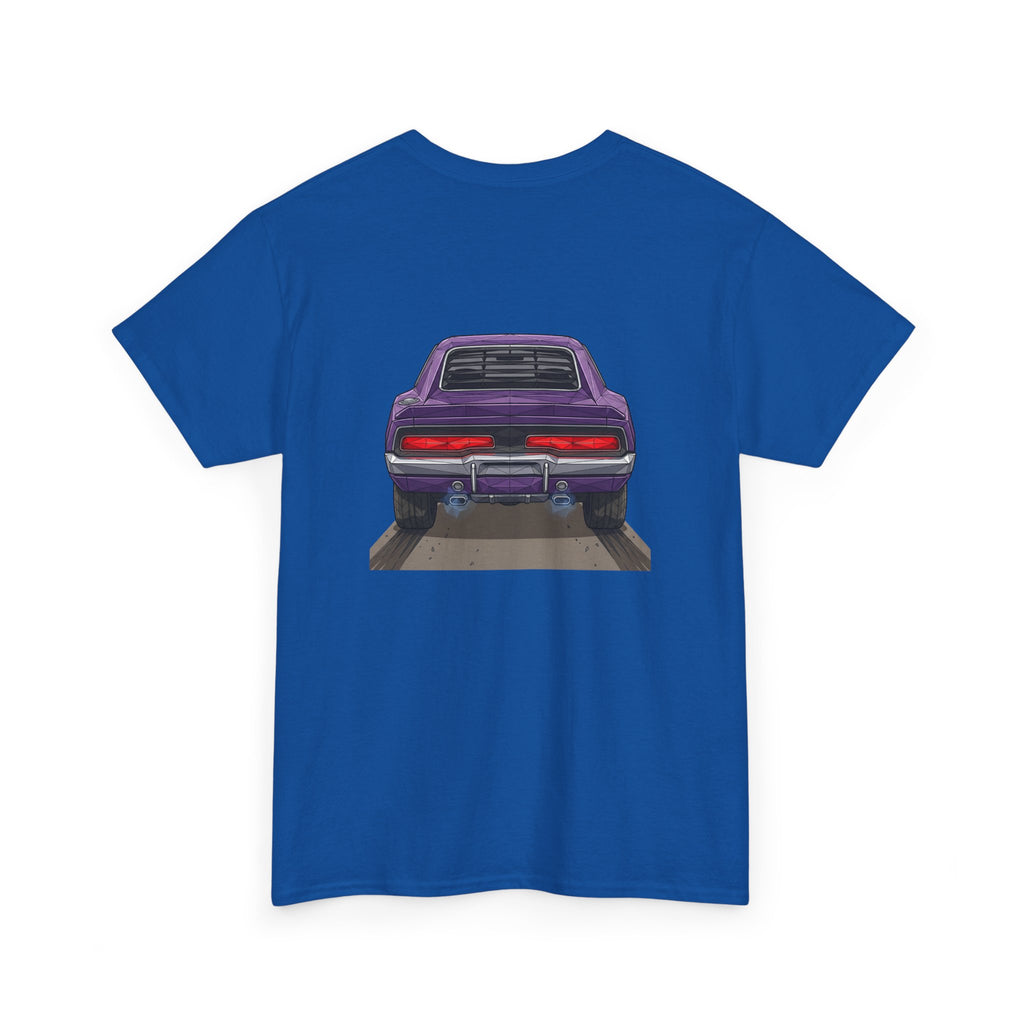 Retro Purple Muscle Car Tee | Front and Back Car Illustration