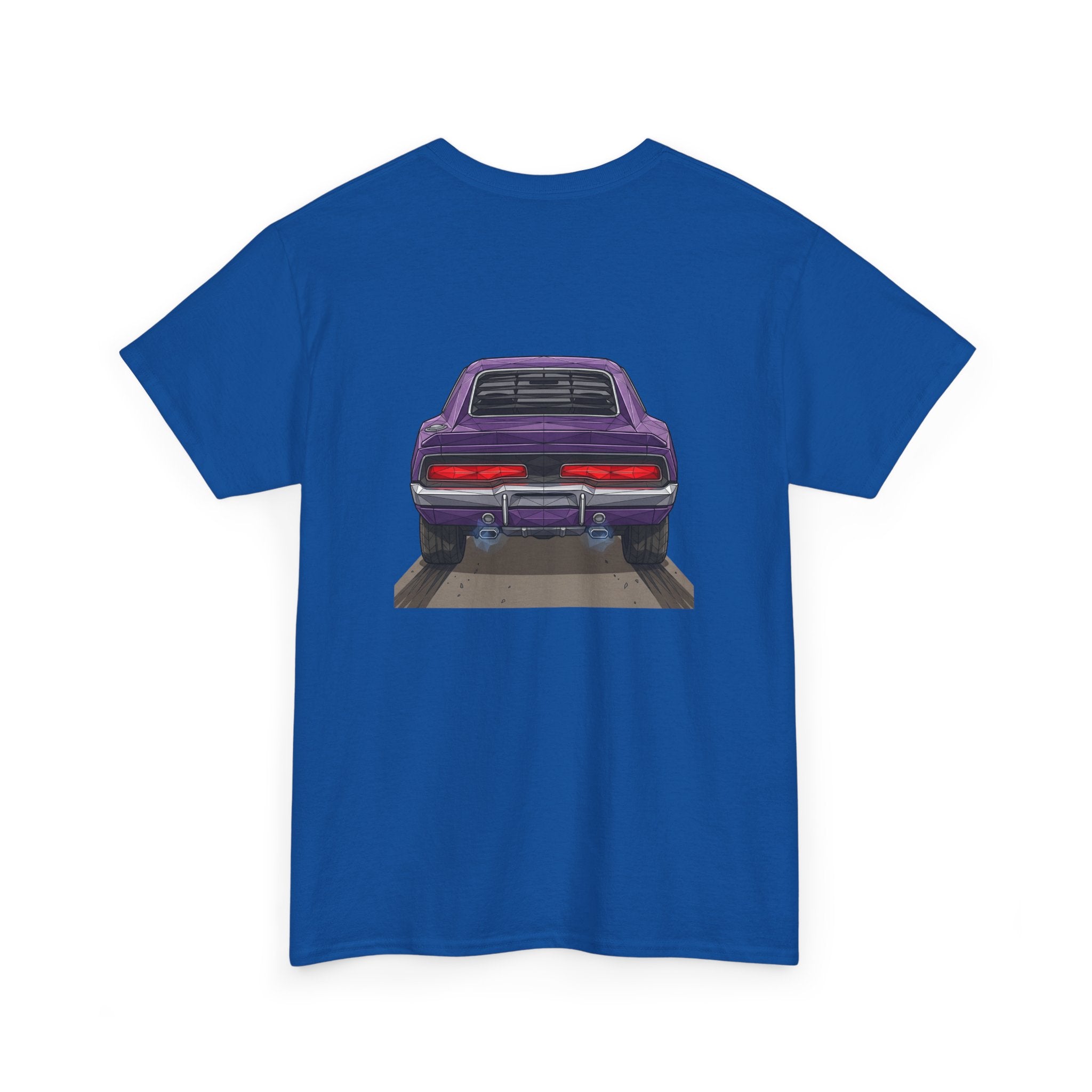 Retro Purple Muscle Car Tee | Front and Back Car Illustration