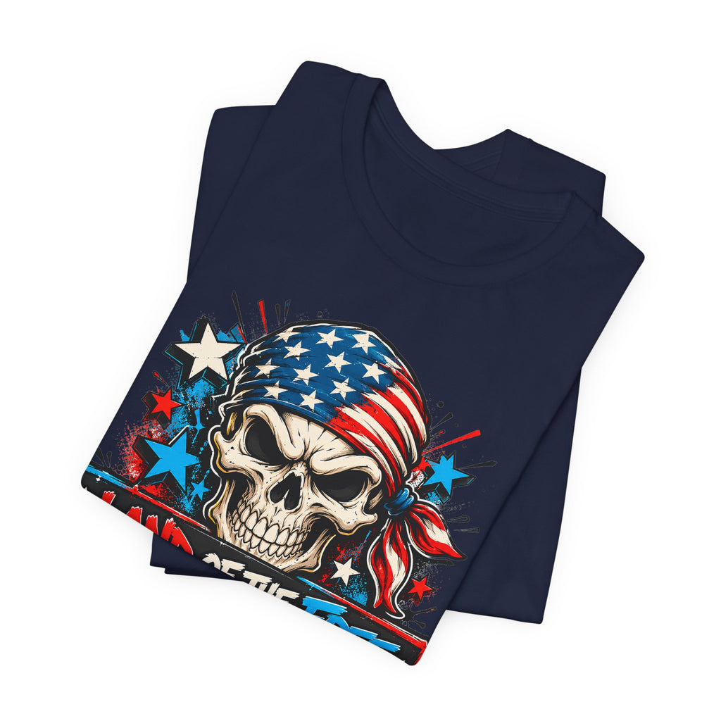 Land of the Free Skull T-Shirt | 4th of July American Flag Patriotic Graphic Tee