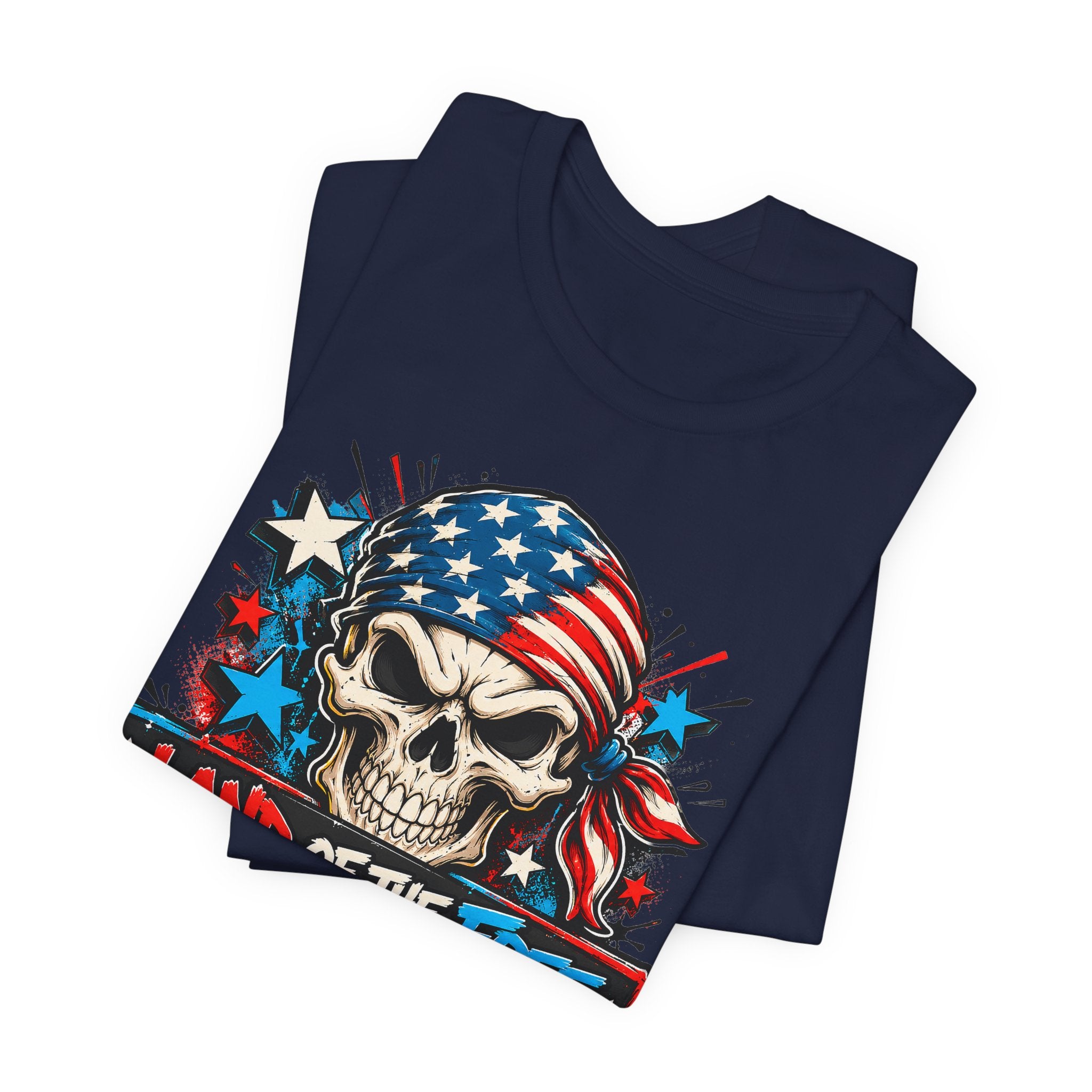 Land of the Free Skull T-Shirt | 4th of July American Flag Patriotic Graphic Tee