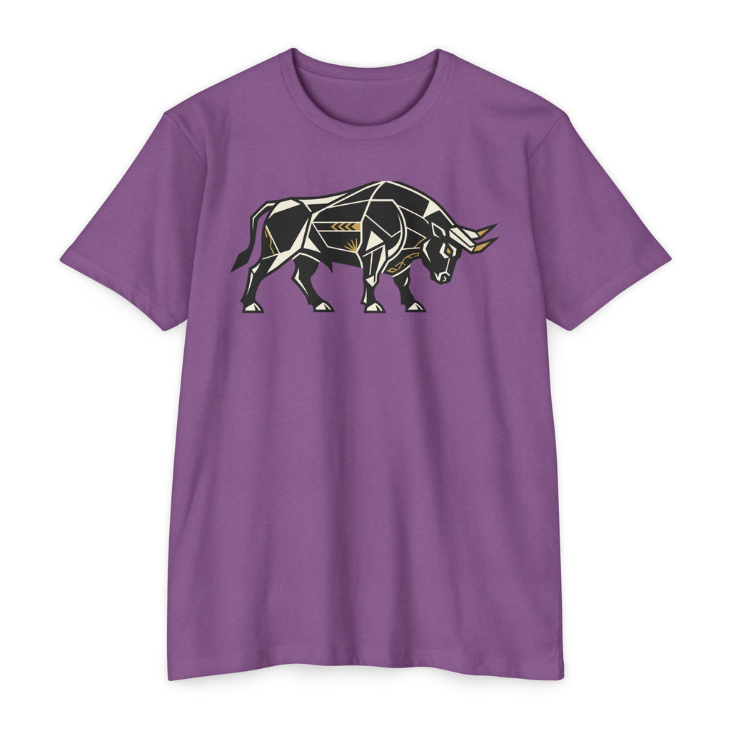 Bull T-Shirt Geometric Illustration Charging Bull Graphic Tee Animal Lover Gift Streetwear Unisex