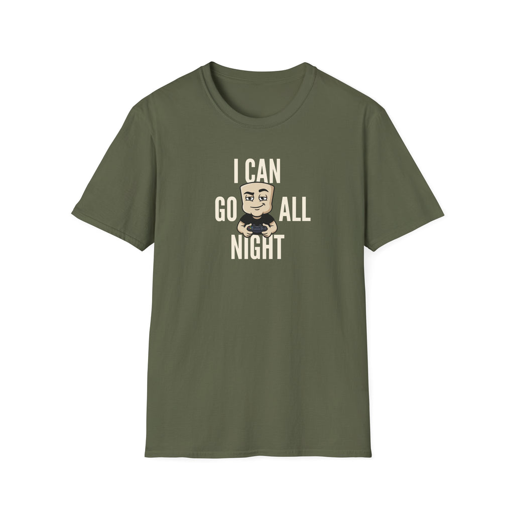 I Can Go All Night T-Shirt | Funny Gamer Tee | Video Game Controller Innuendo Humor Gift