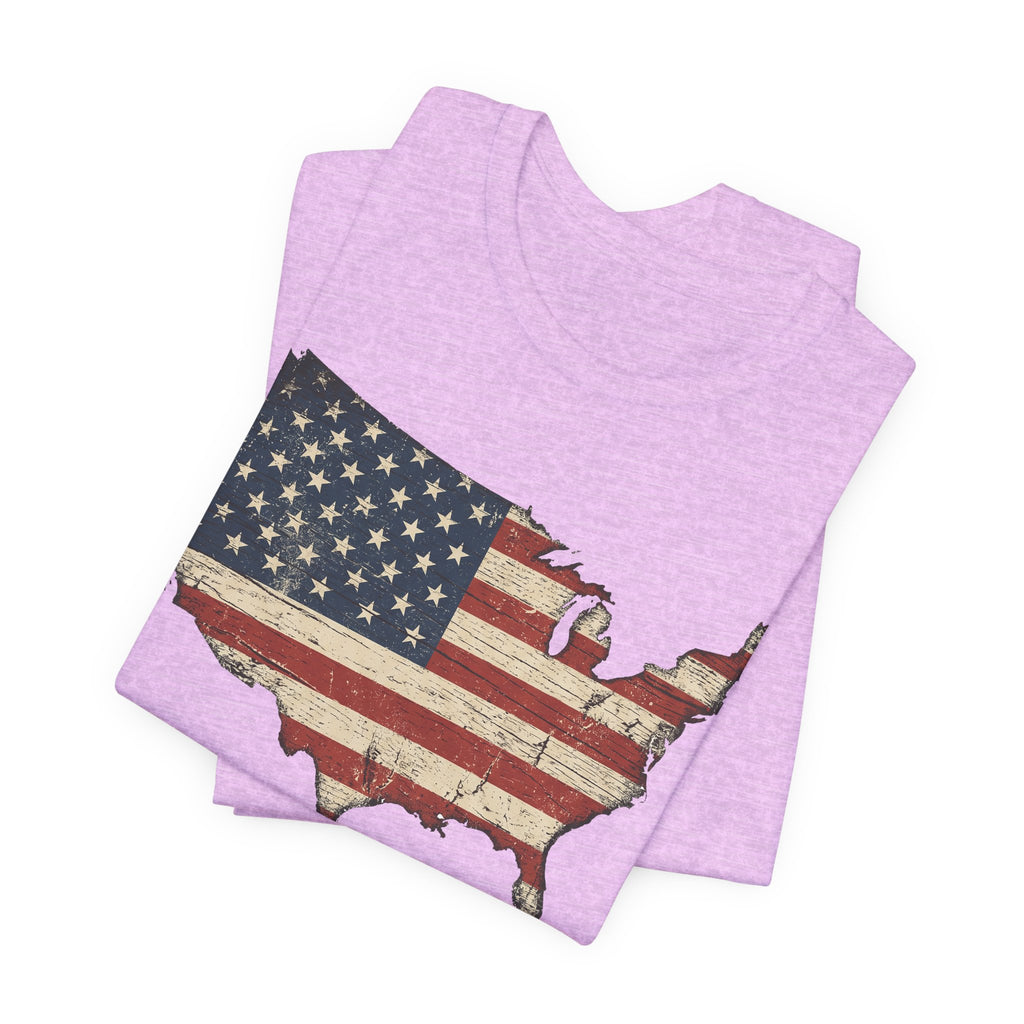 Distressed American Flag USA Map T-Shirt | Patriotic United States Tee