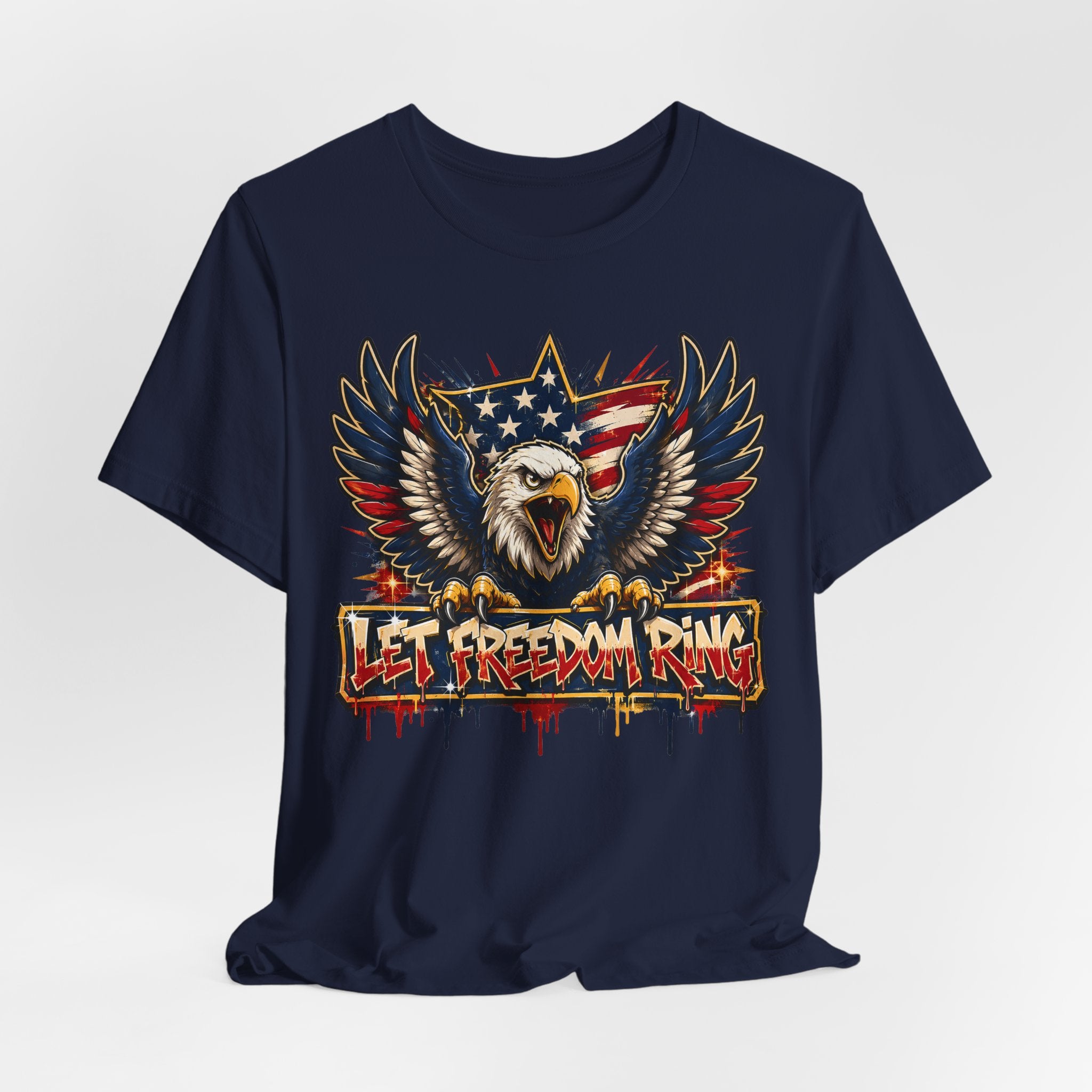 Let Freedom Ring Bald Eagle T-Shirt | 4th of July Patriotic American Flag Graphic Tee