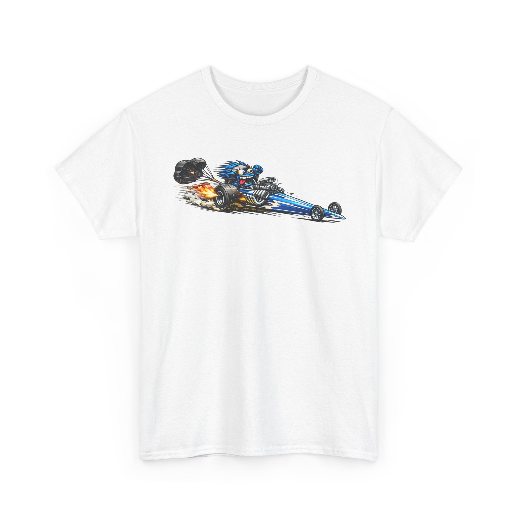 Flaming Dragster Graphic Tee | Retro Hot Rod Racing Car T-Shirt, Unisex Kustom Art Gift
