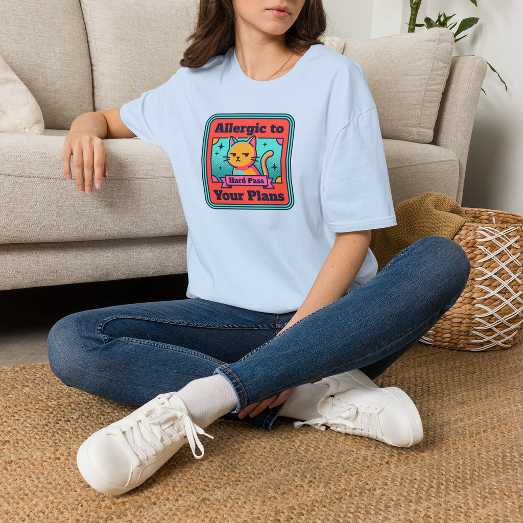 Allergic to Your Plans Cat T-Shirt | Funny Antisocial Introvert Cat Lover Graphic Tee