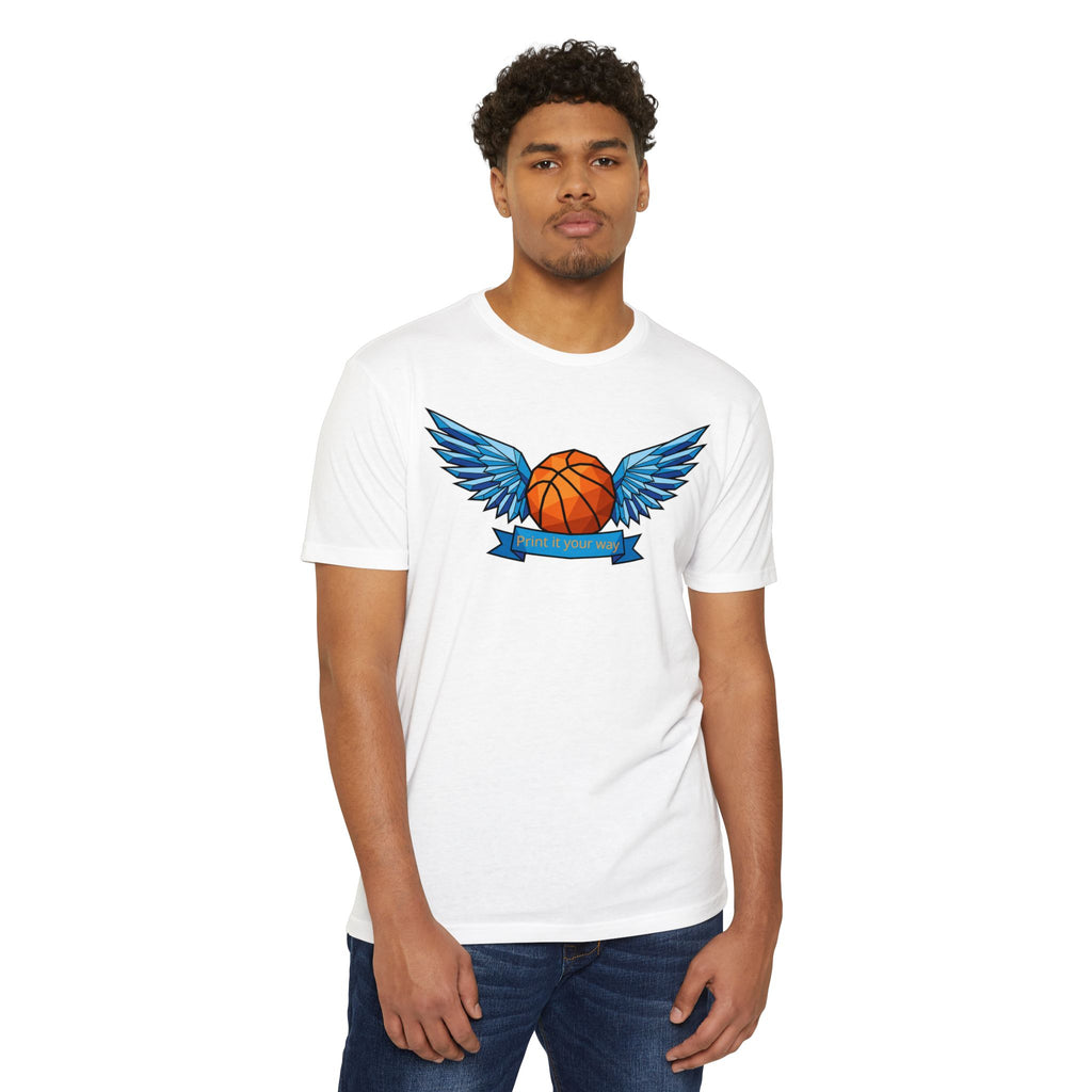Custom Basketball T-Shirt Personalized Winged Basketball Banner Tee Add Your Name or Team Unisex