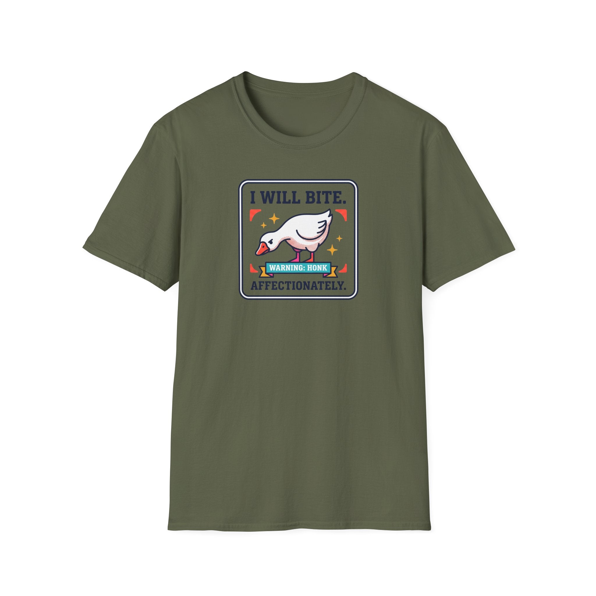Funny Goose T-Shirt | I Will Bite Honking Goose Warning Graphic Tee | Funny Goose Lover Gift