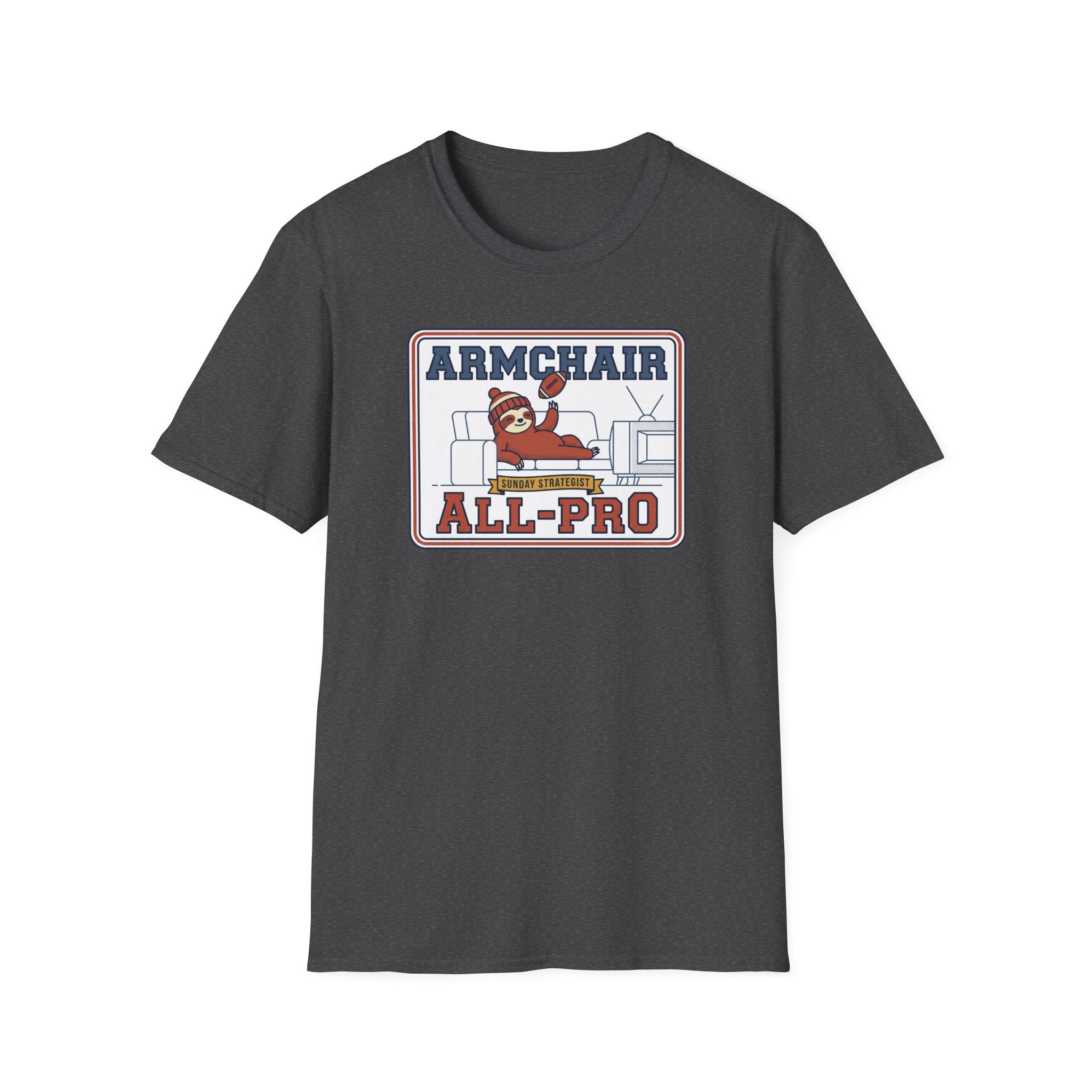 Funny Sloth Football T-Shirt | Lazy Game Day Couch Fan Tee