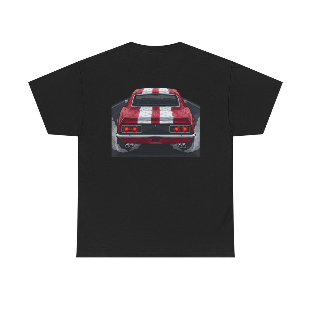 70s Red Muscle Car Tee | Front and Back Vintage Car Illustration