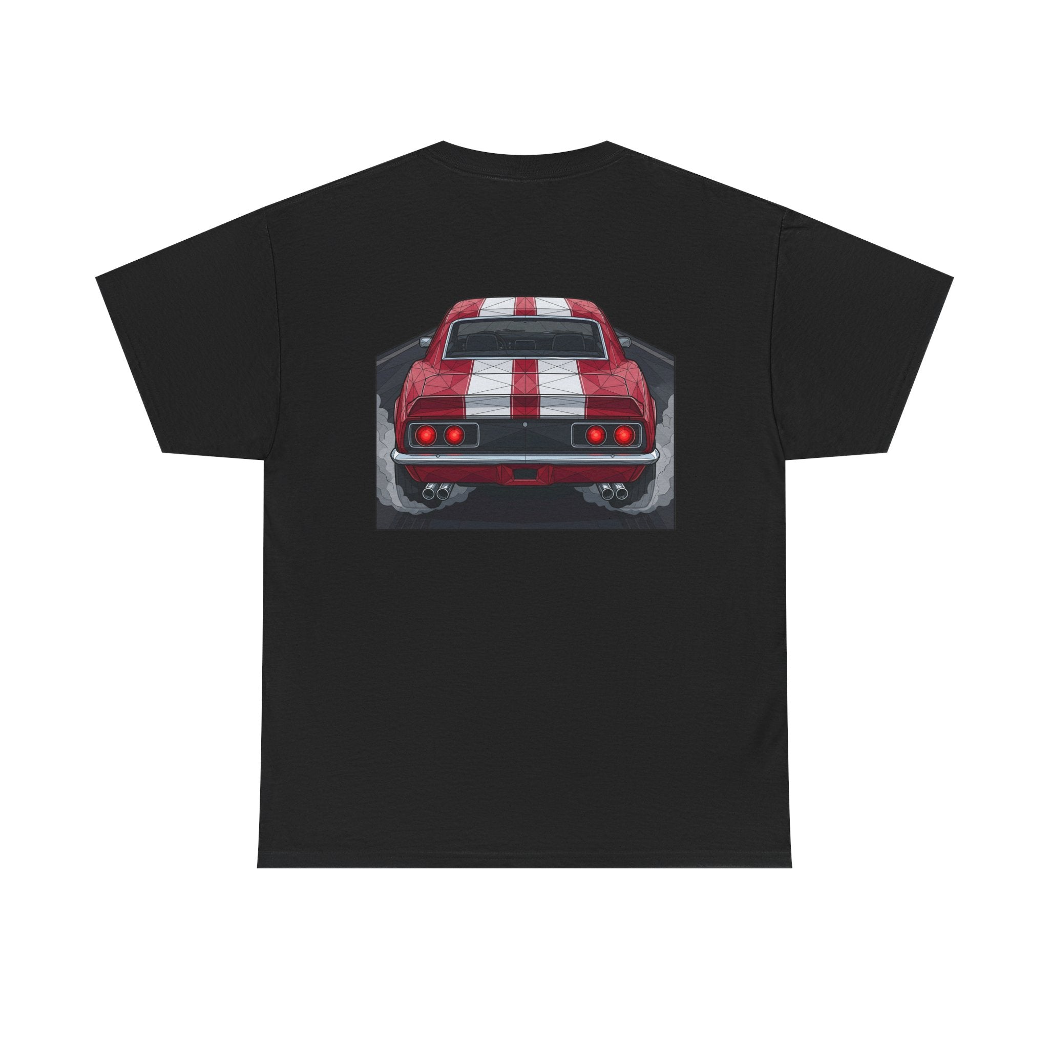 70s Red Muscle Car Tee | Front and Back Vintage Car Illustration