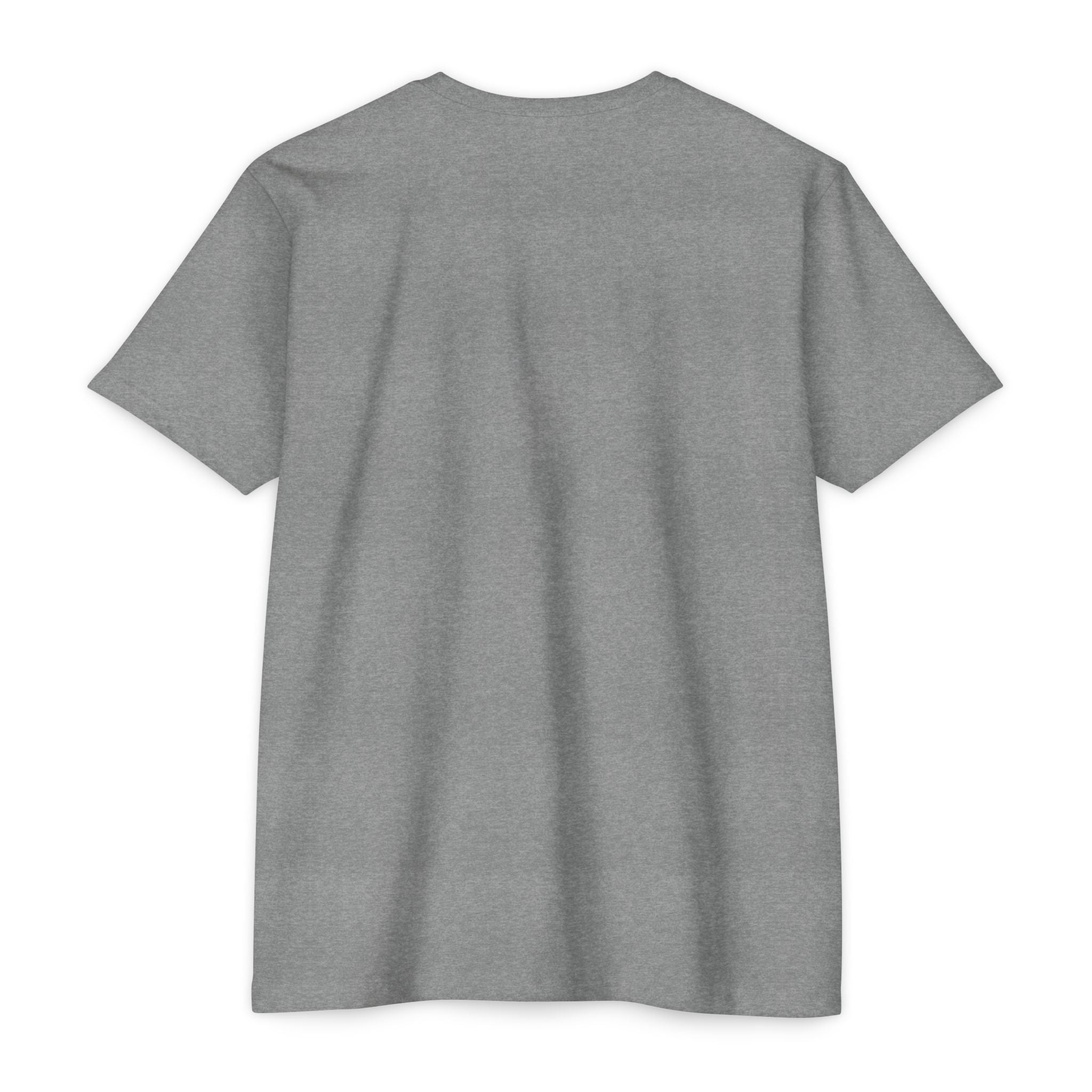 Heather gray crewneck T-shirt, front view without graphic.