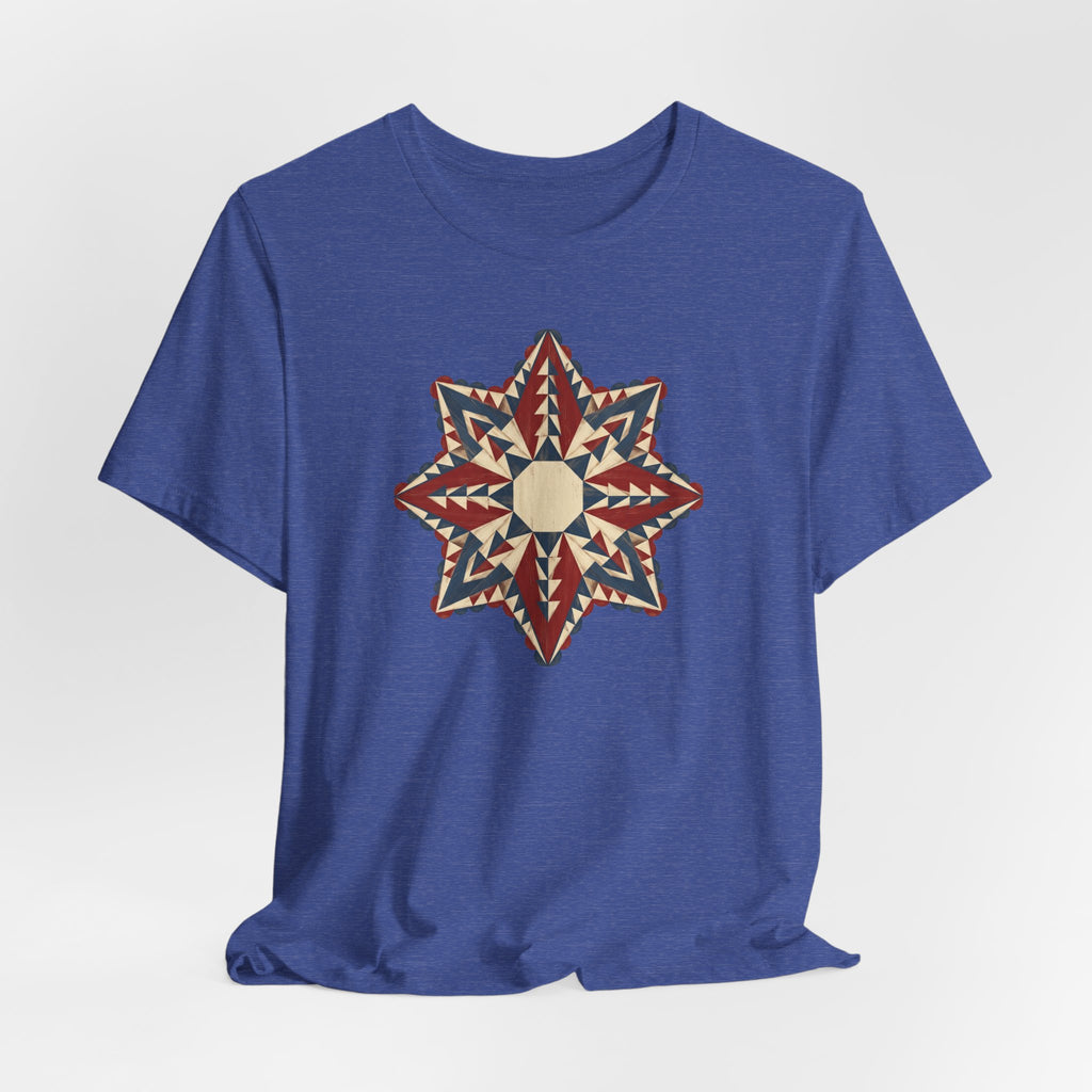 Southwestern Star Mandala Graphic Tee | Geometric Aztec Compass Boho Folk Art T-Shirt