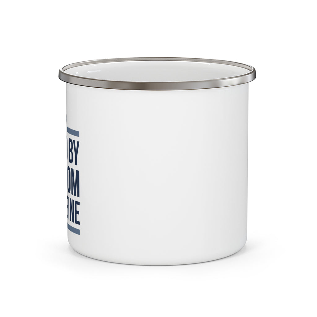 Funny Patriotic Camping Mug | Fueled by Freedom & Caffeine | Enamel Coffee Mug | Gift for Coffee Lovers | Veteran Dad Gift | Camp Cup