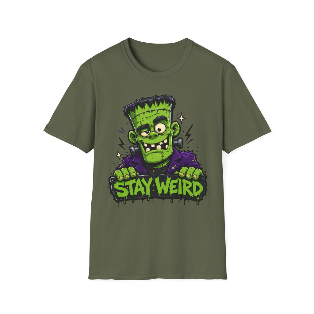 Stay Weird Frankenstein T-Shirt | Halloween Monster Graphic Tee | Spooky Cartoon Tee | Funny Monster Shirt | Halloween Gift