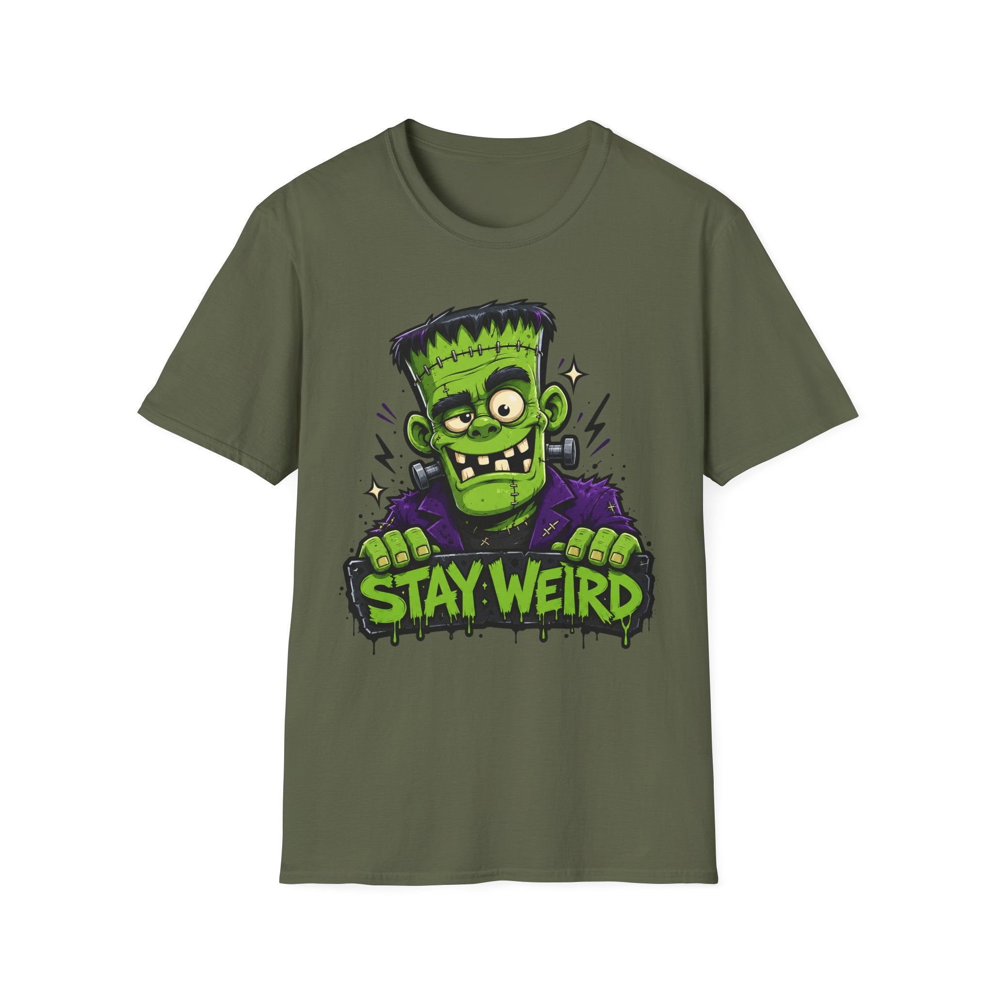 Stay Weird Frankenstein T-Shirt | Halloween Monster Graphic Tee | Spooky Cartoon Tee | Funny Monster Shirt | Halloween Gift