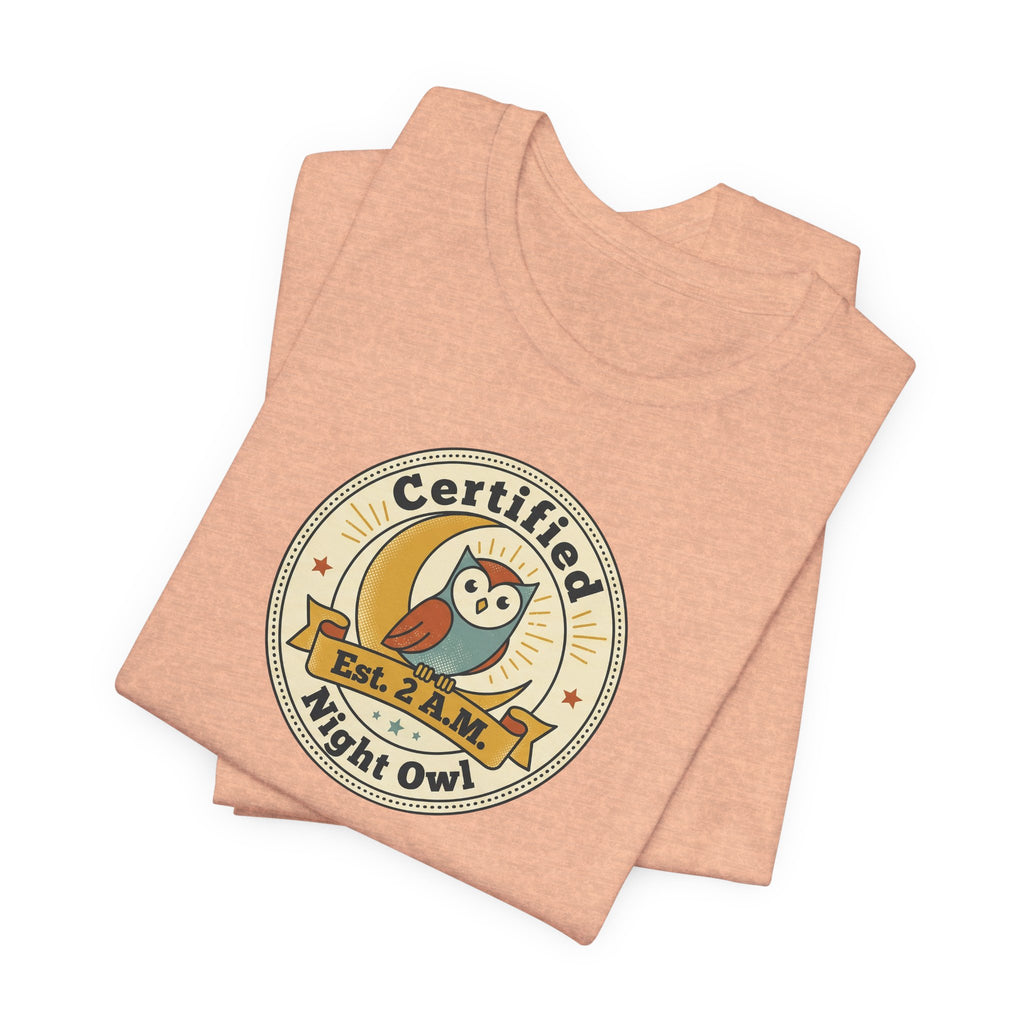 Certified Night Owl owl badge T-Shirt | 2 AM est. graphic tee