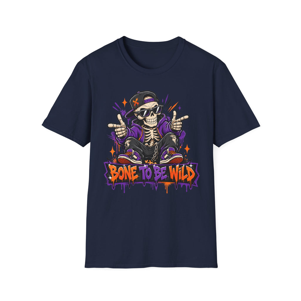 Bone To Be Wild Skeleton DJ T-Shirt | Halloween Skull Graphic Tee | Spooky Music Lover Shirt | Funny Skeleton Gift | Halloween Tee