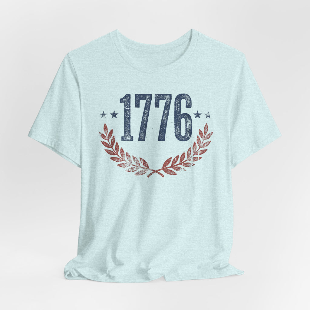 1776 Laurel Wreath T-Shirt | Patriotic American Revolution History Independence Day Graphic Tee