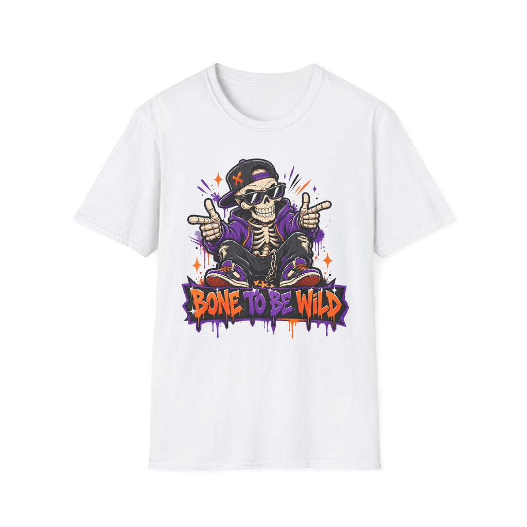 Bone To Be Wild Skeleton DJ T-Shirt | Halloween Skull Graphic Tee | Spooky Music Lover Shirt | Funny Skeleton Gift | Halloween Tee