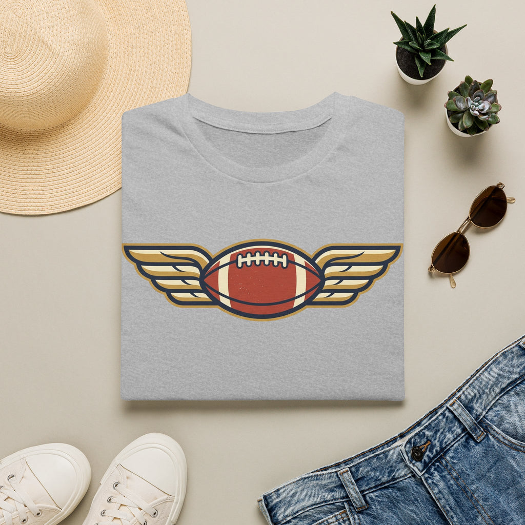 Winged Football T-Shirt | Vintage Retro Flying Football Tee