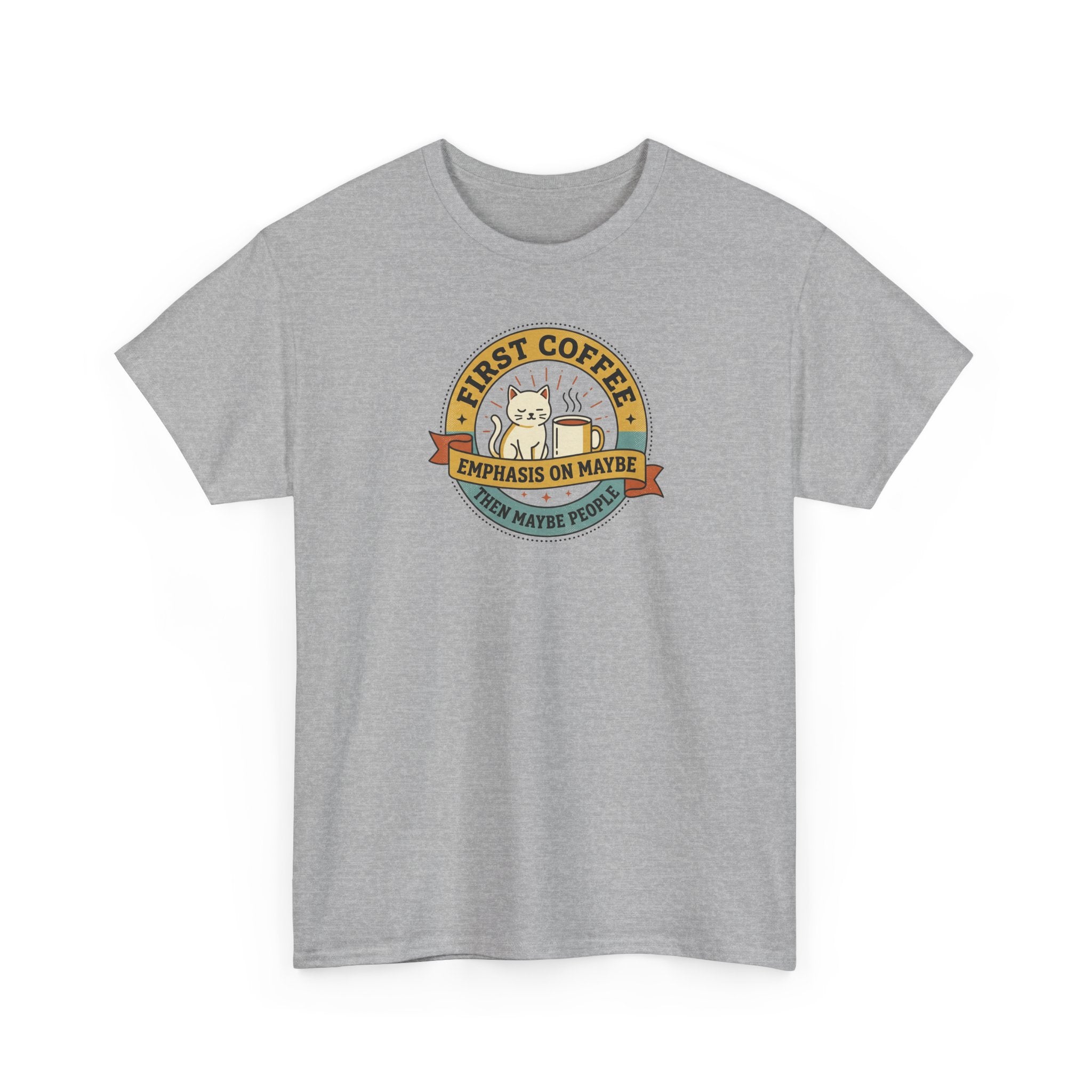 First Coffee T-Shirt | Funny Cat Coffee Lover Graphic Tee | Caffeine Before People Shirt | Morning Person Gift