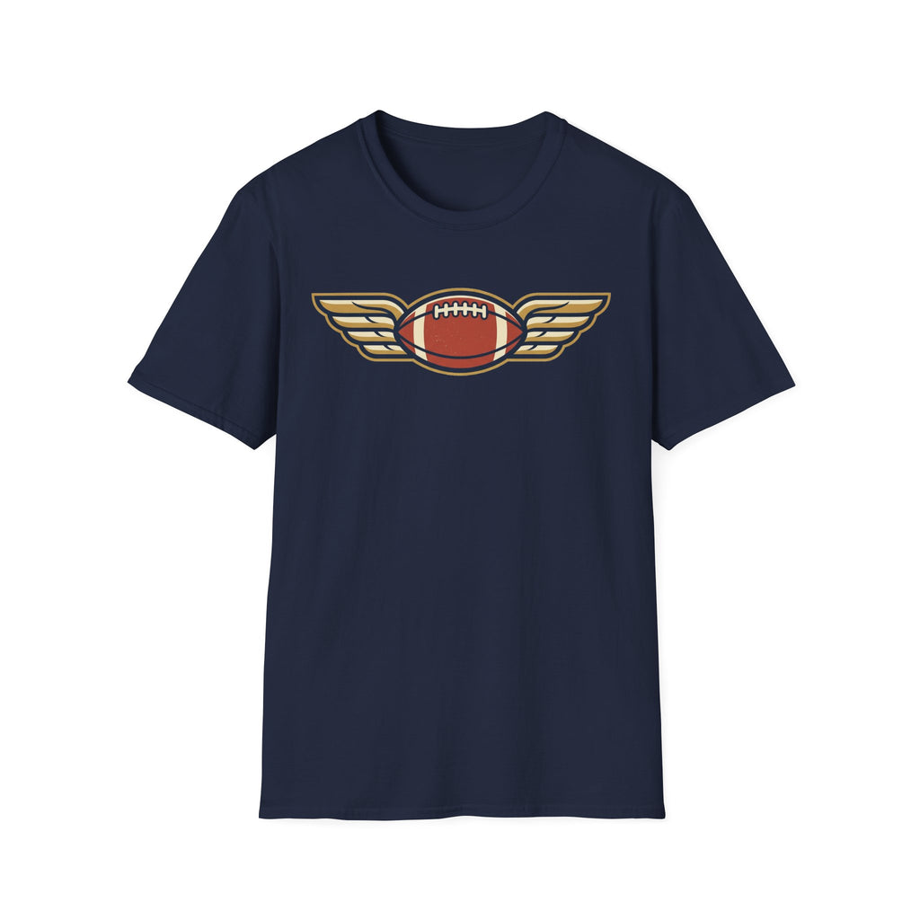 Winged Football T-Shirt | Vintage Retro Flying Football Tee