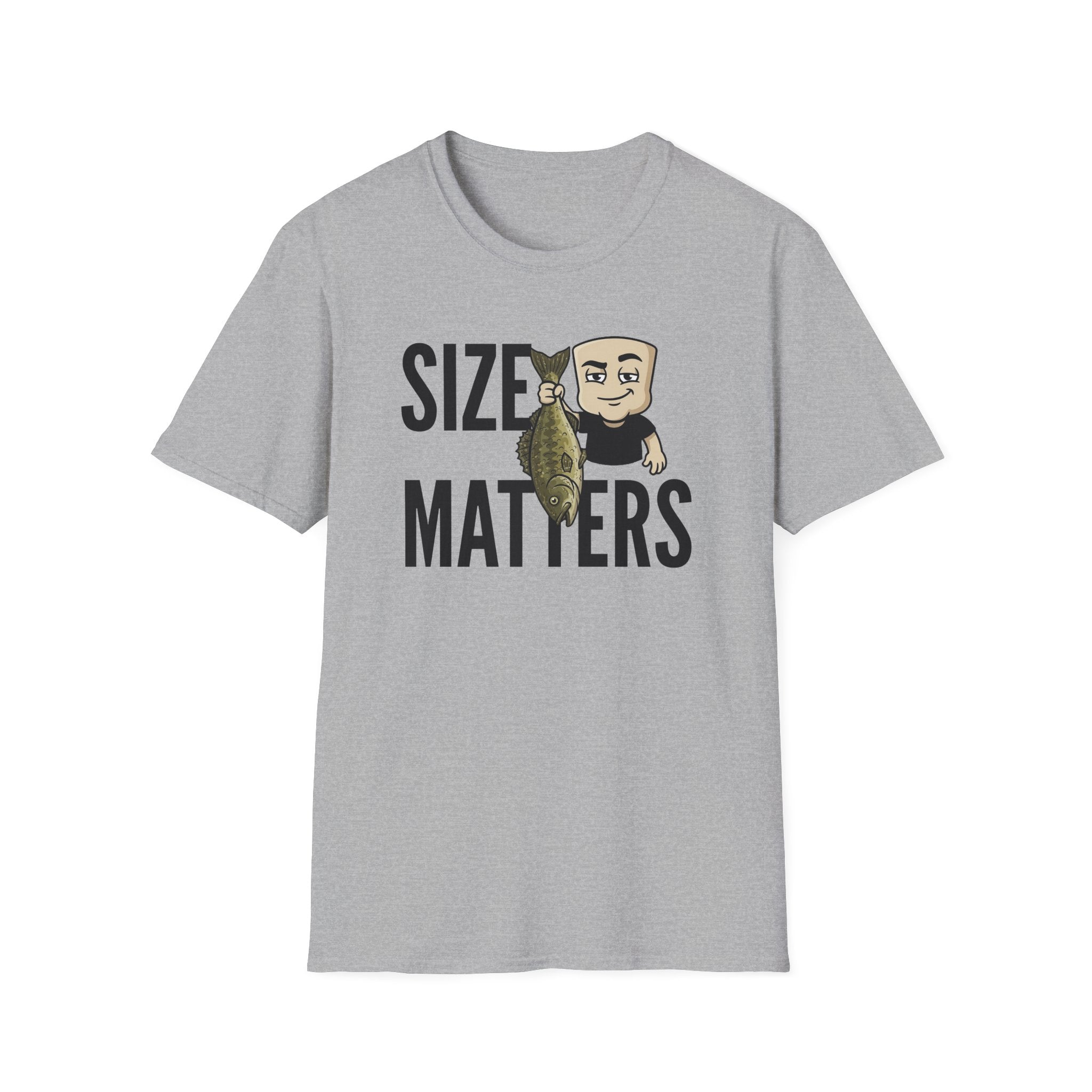 Size Matters T-Shirt, Funny Fishing Tee, Fisherman Angler Gift Shirt, Sarcastic Bass Fishing Humor Tee for Men & Women