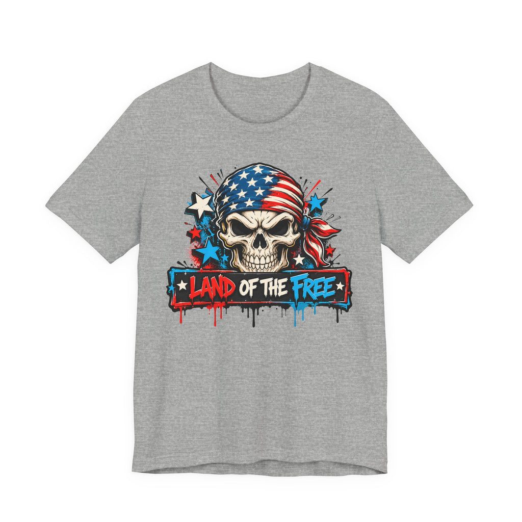 Land of the Free Skull T-Shirt | 4th of July American Flag Patriotic Graphic Tee