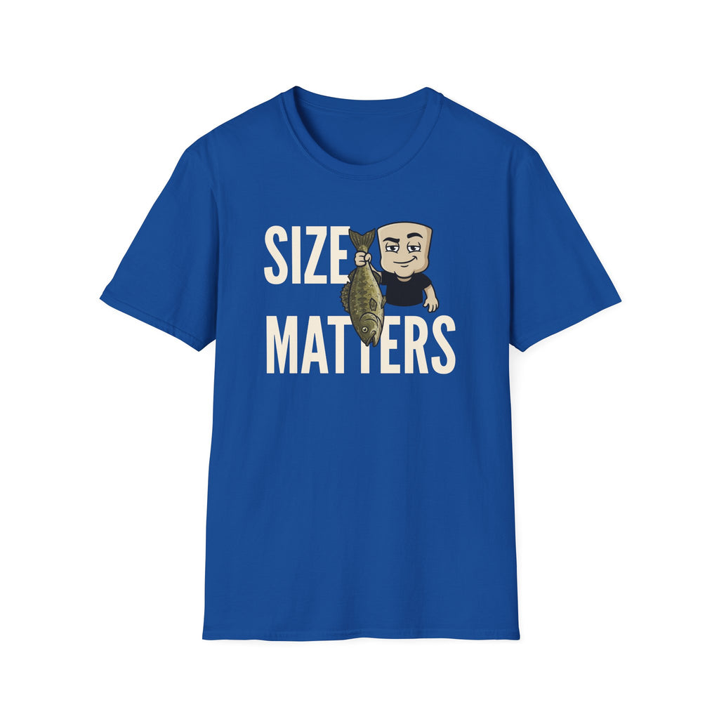 Size Matters T-Shirt, Funny Fishing Tee, Fisherman Angler Gift Shirt, Sarcastic Bass Fishing Humor Tee for Men & Women