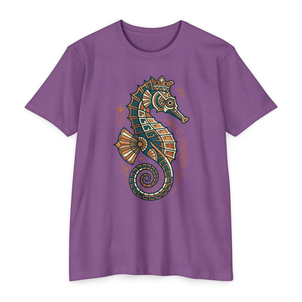 Seahorse T-Shirt Nautical Mosaic Coastal Beach Ocean Art Graphic Tee Sea Lover Gift Unisex