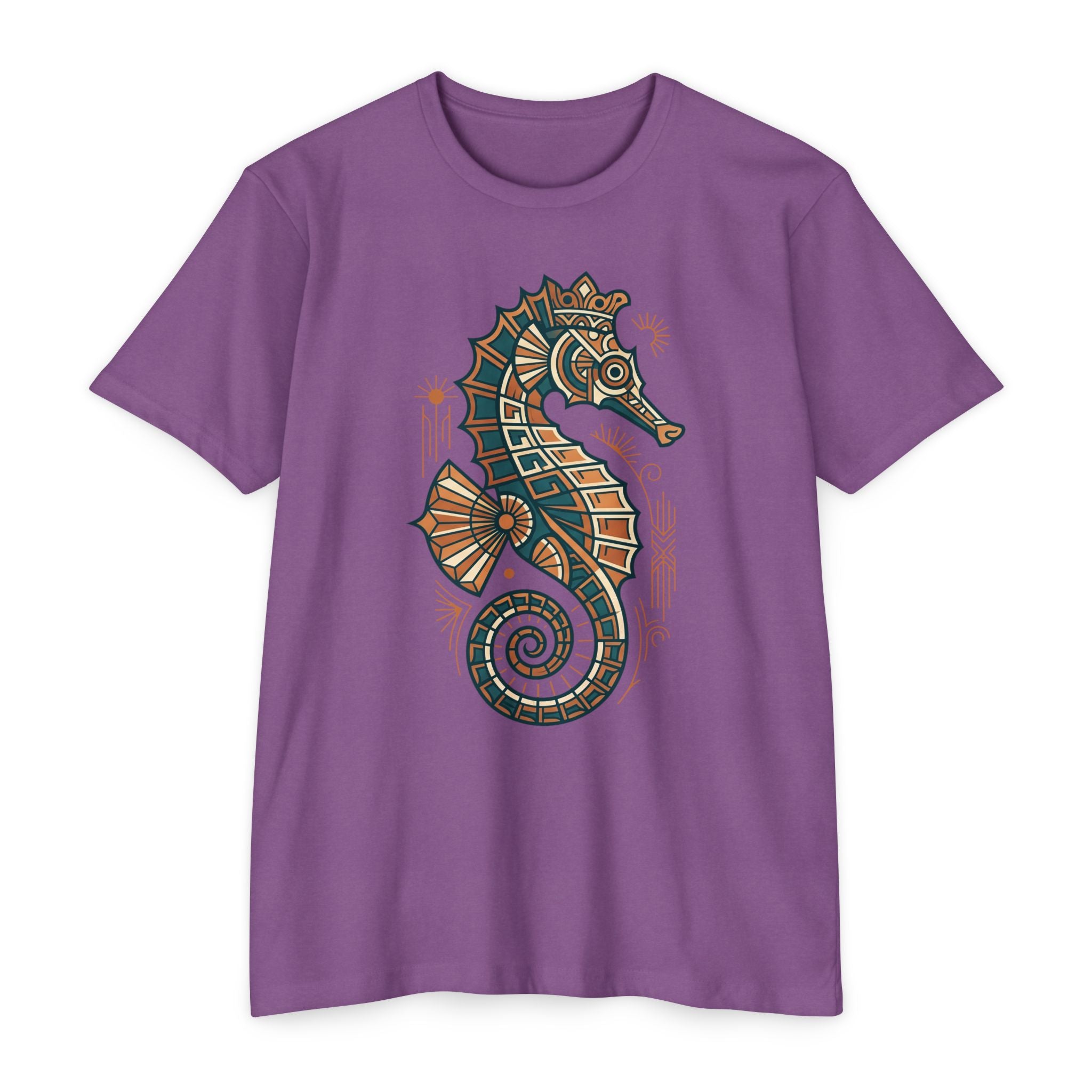 Seahorse T-Shirt Nautical Mosaic Coastal Beach Ocean Art Graphic Tee Sea Lover Gift Unisex