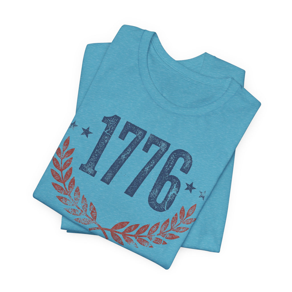 1776 Laurel Wreath T-Shirt | Patriotic American Revolution History Independence Day Graphic Tee