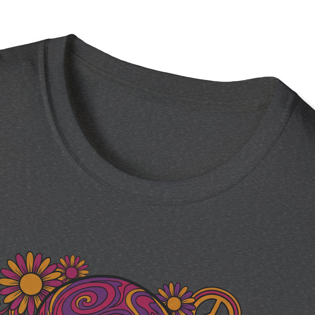 Dunkelgraues T-Shirt mit Rundhalsausschnitt und angesetztem buntem Totenkopf-Print
