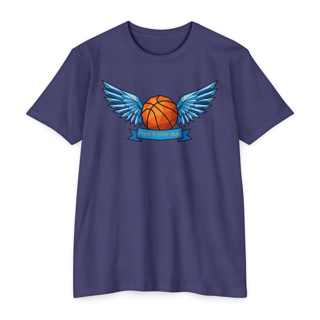 Custom Basketball T-Shirt Personalized Winged Basketball Banner Tee Add Your Name or Team Unisex