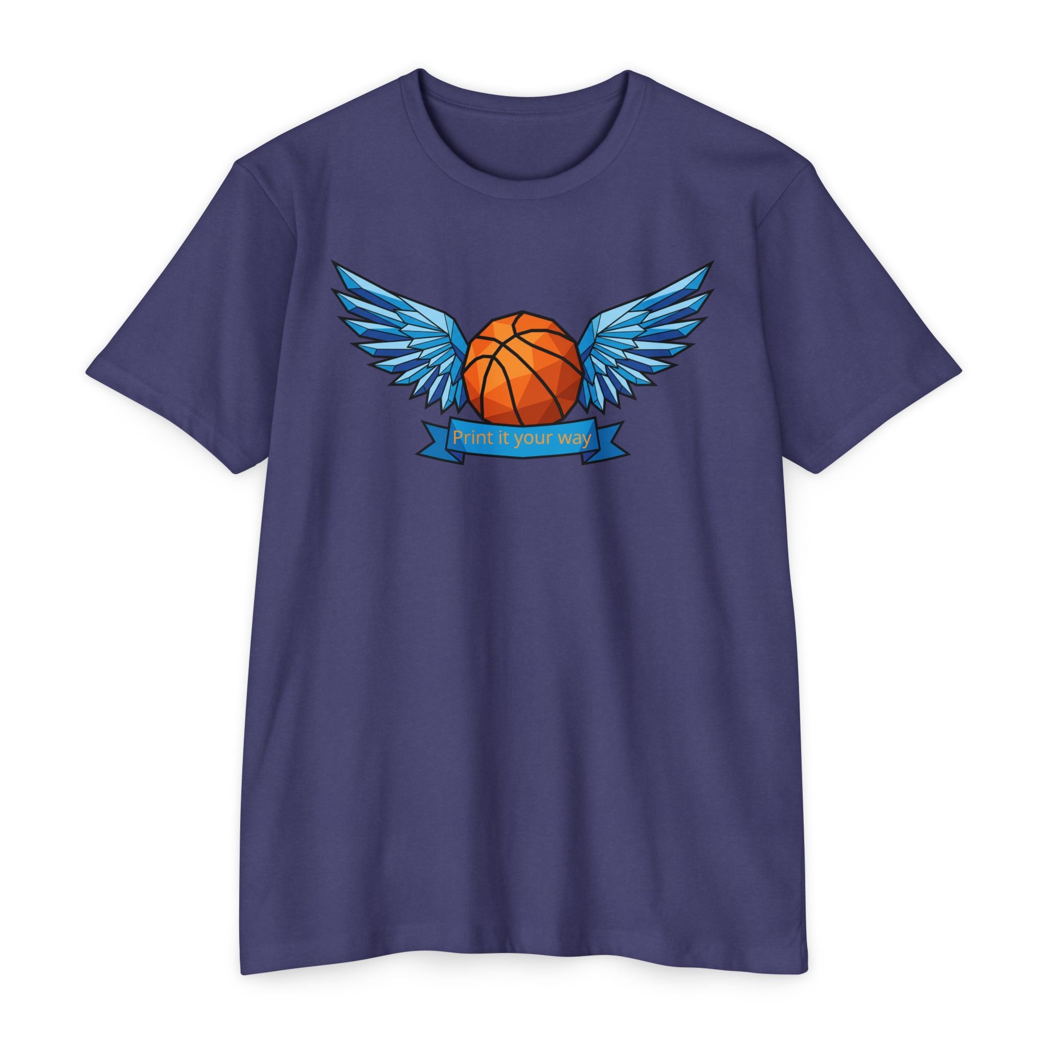 Custom Basketball T-Shirt Personalized Winged Basketball Banner Tee Add Your Name or Team Unisex