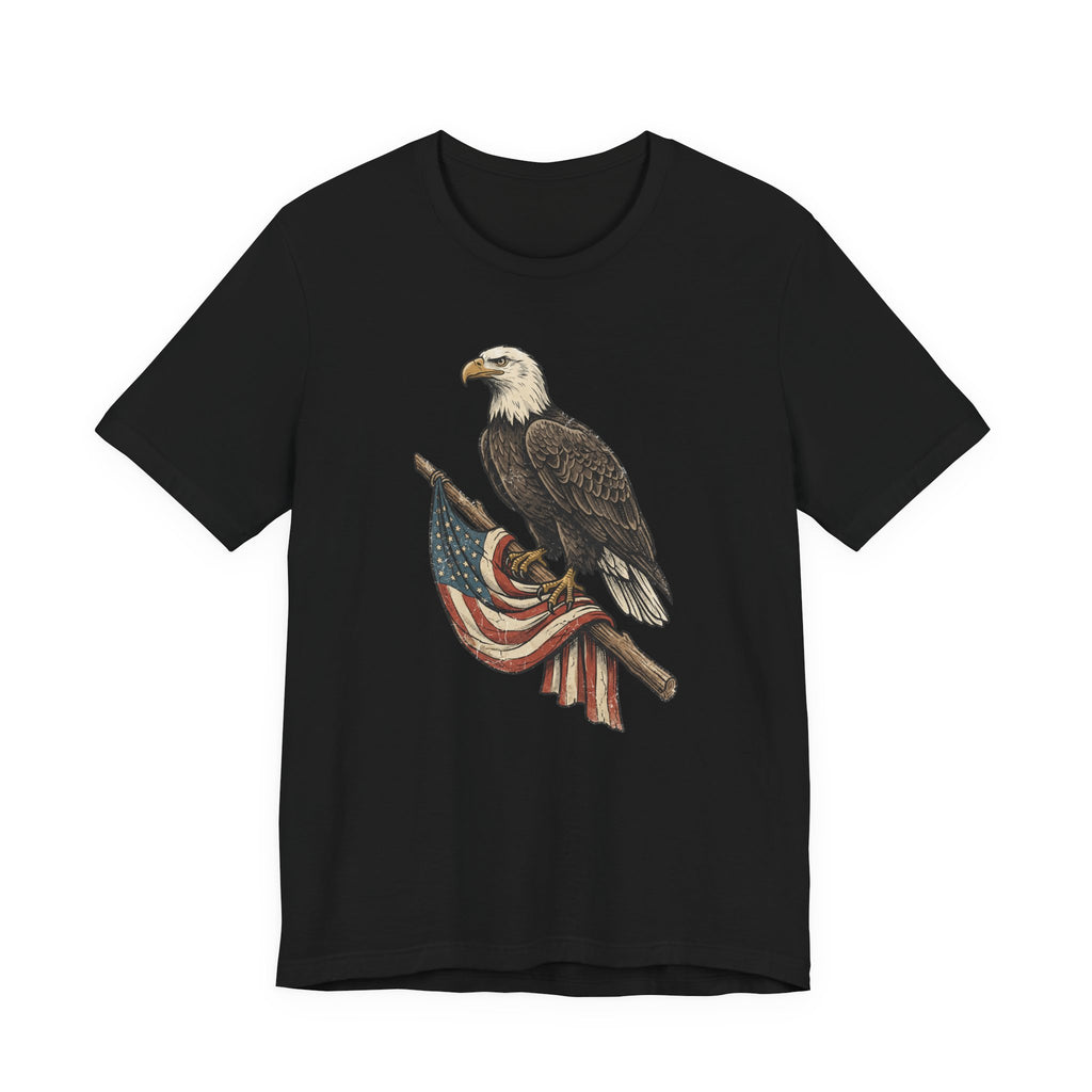 Bald Eagle American Flag T-Shirt | Patriotic USA Stars Stripes Vintage Eagle Graphic Tee Gift