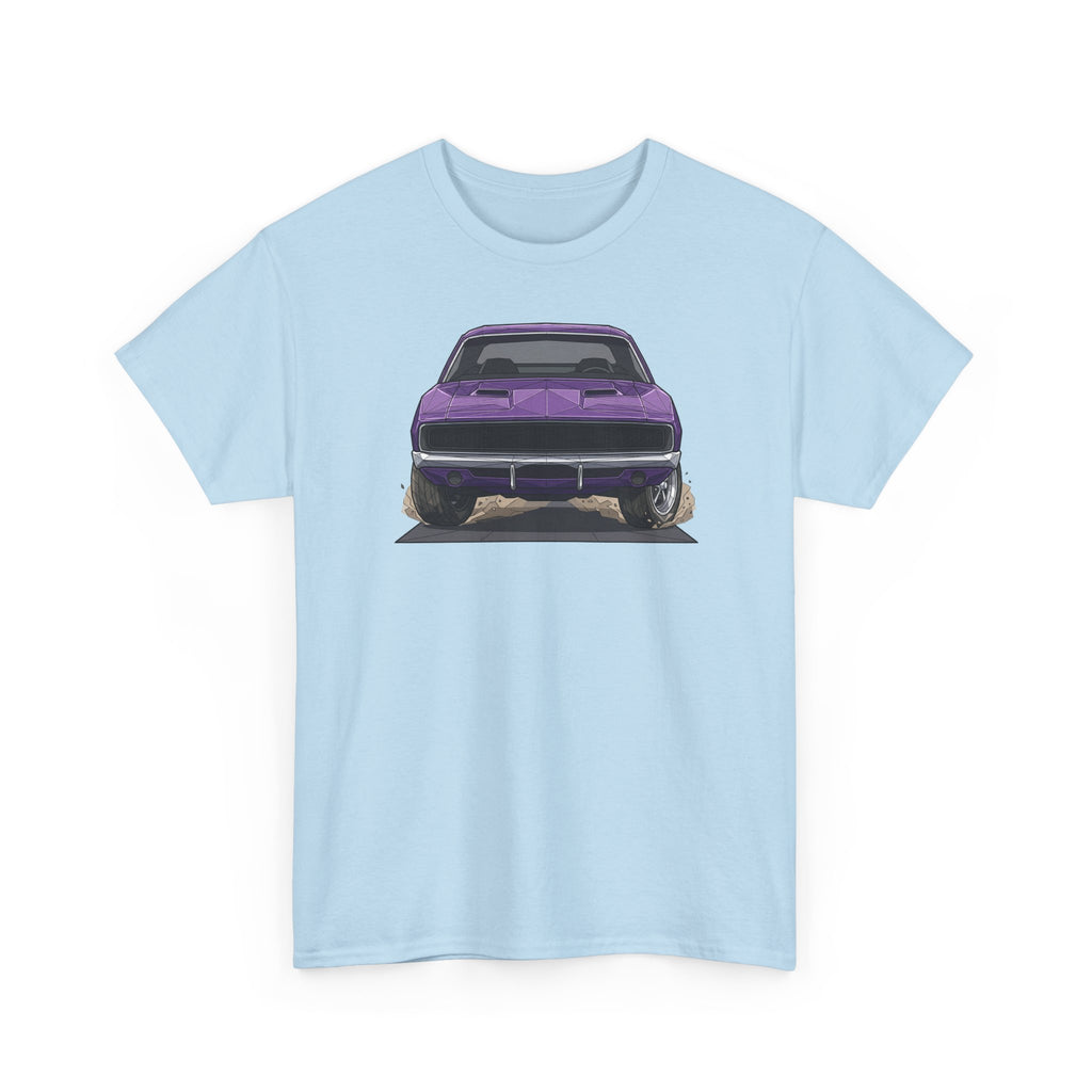 Retro Purple Muscle Car Tee | Front and Back Car Illustration