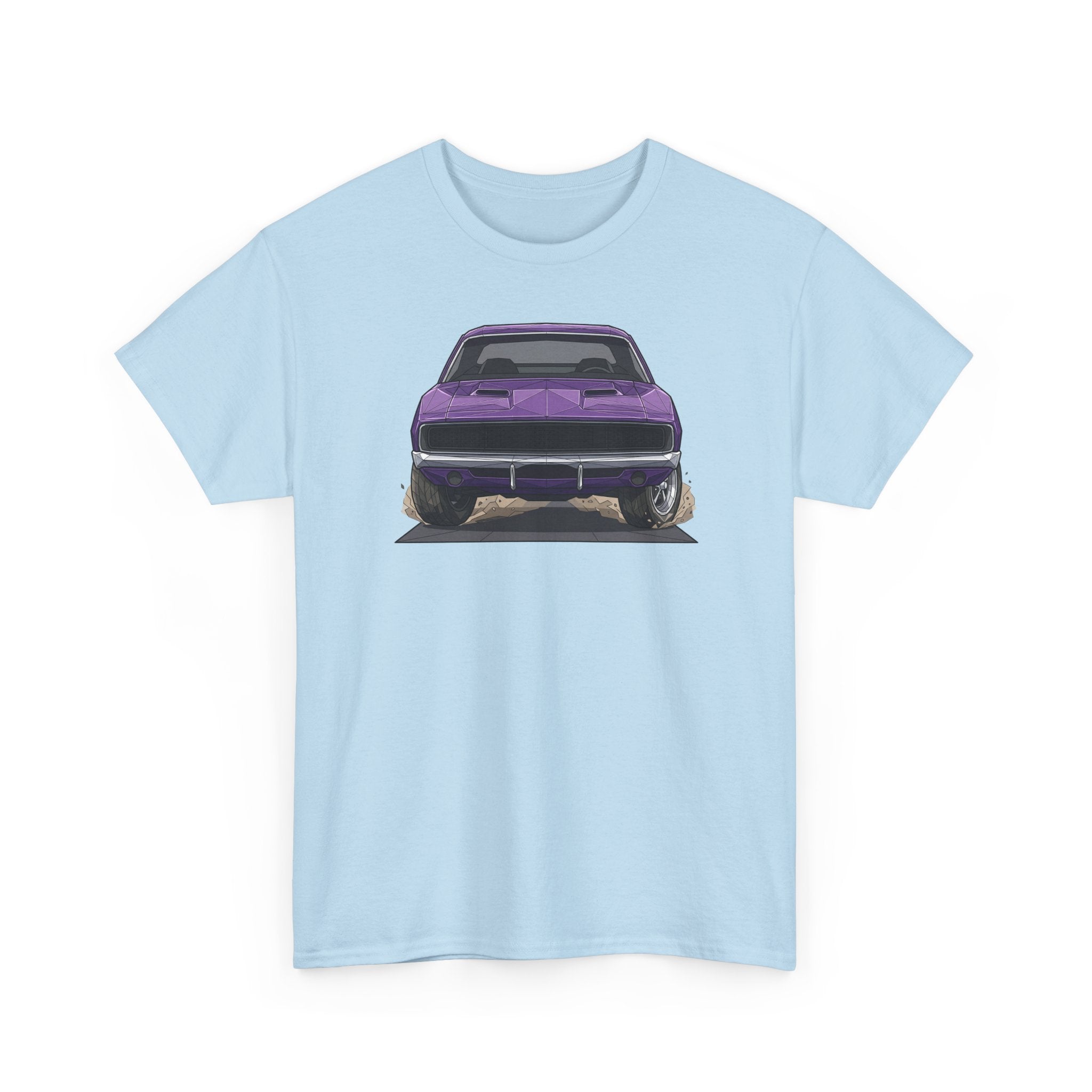 Retro Purple Muscle Car Tee | Front and Back Car Illustration