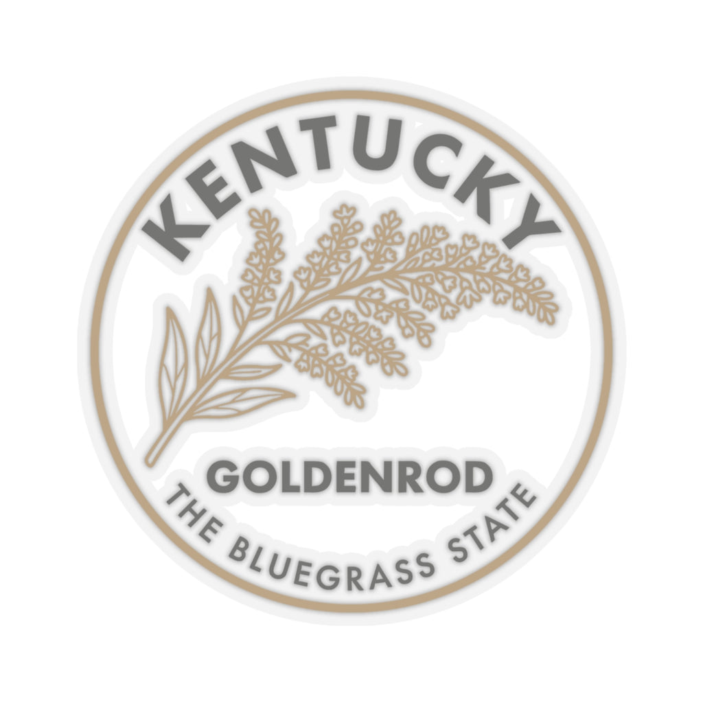 Goldenrod state flower sticker with KENTUCKY, GOLDENROD, and Bluegrass State text