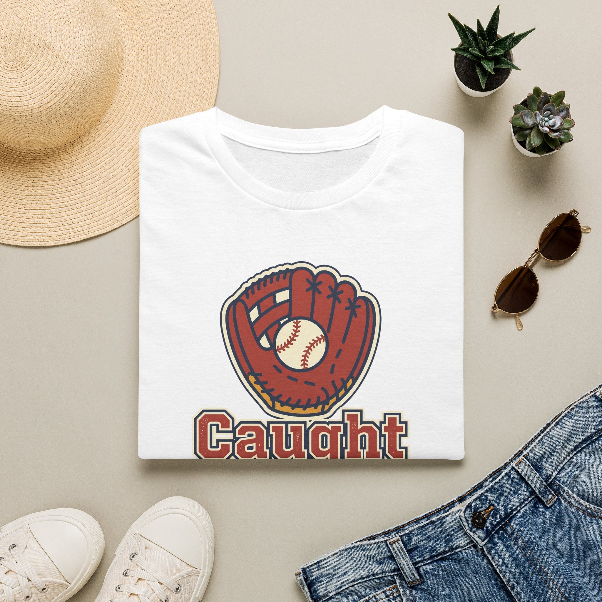 Baseball T-Shirt | Vintage Caught Looking Glove Graphic Tee