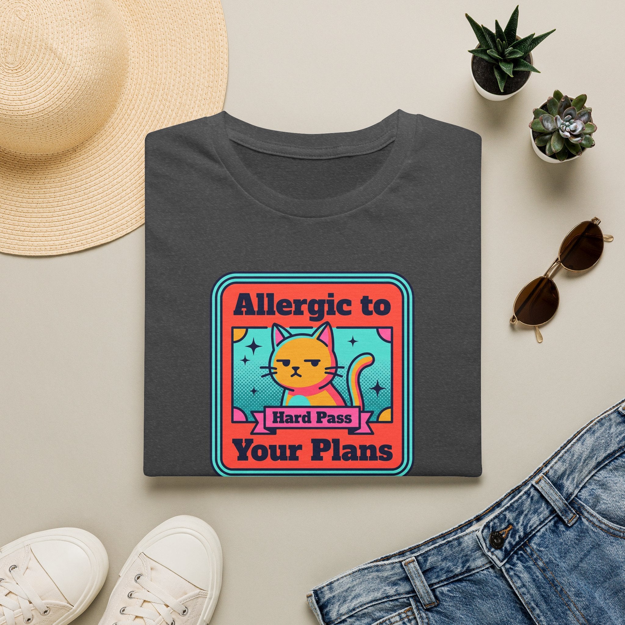 Allergic to Your Plans Cat T-Shirt | Funny Antisocial Introvert Cat Lover Graphic Tee
