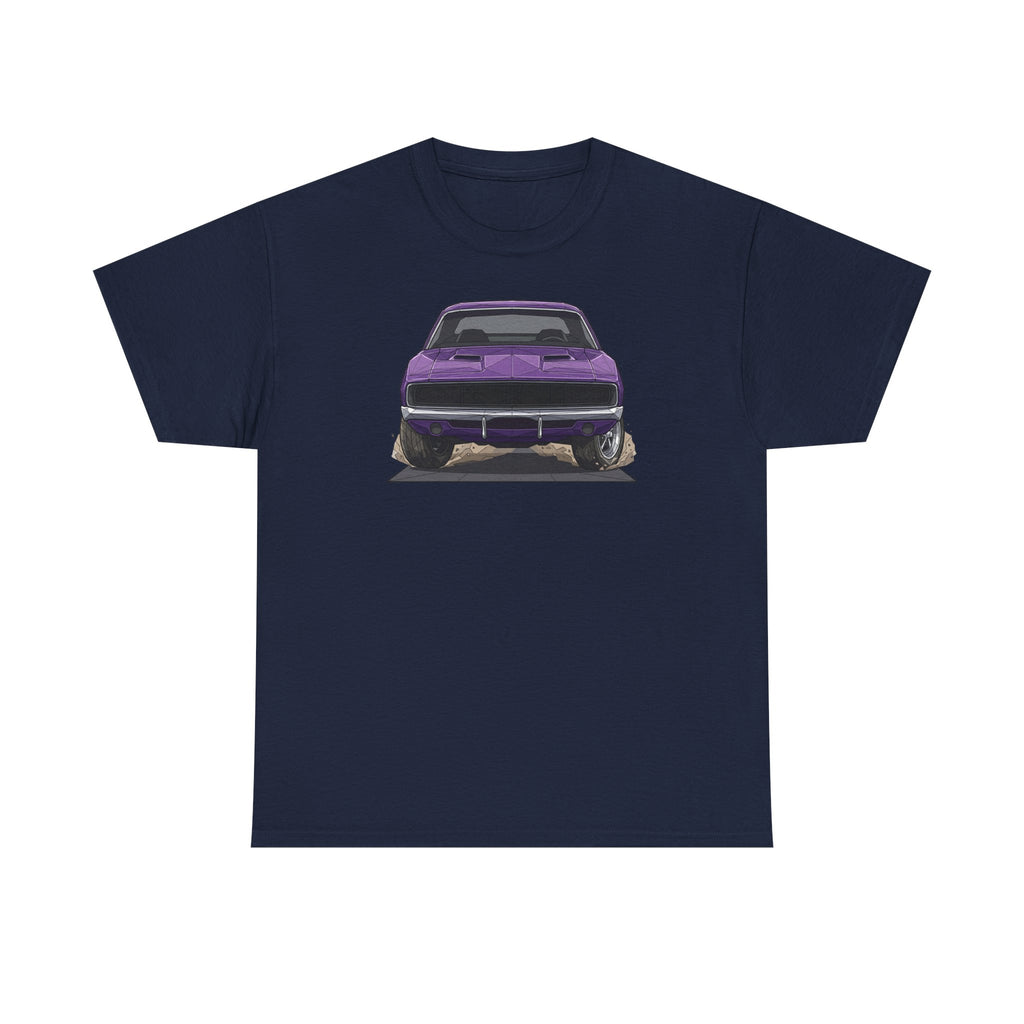 Retro Purple Muscle Car Tee | Front and Back Car Illustration