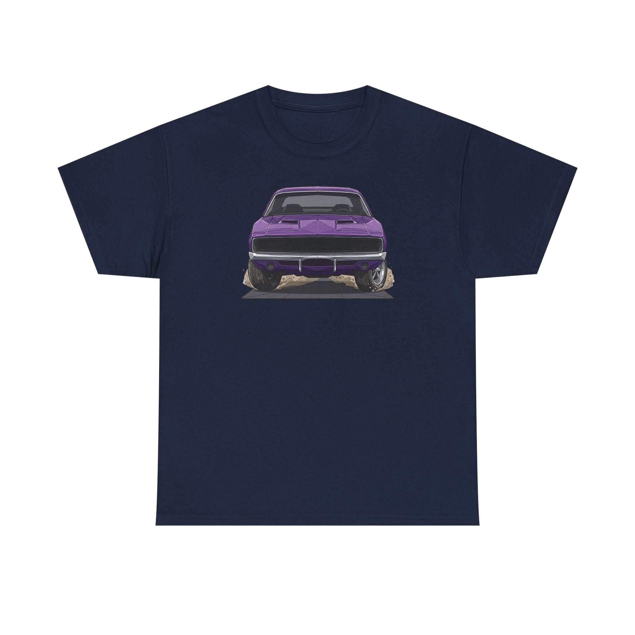 Retro Purple Muscle Car Tee | Front and Back Car Illustration