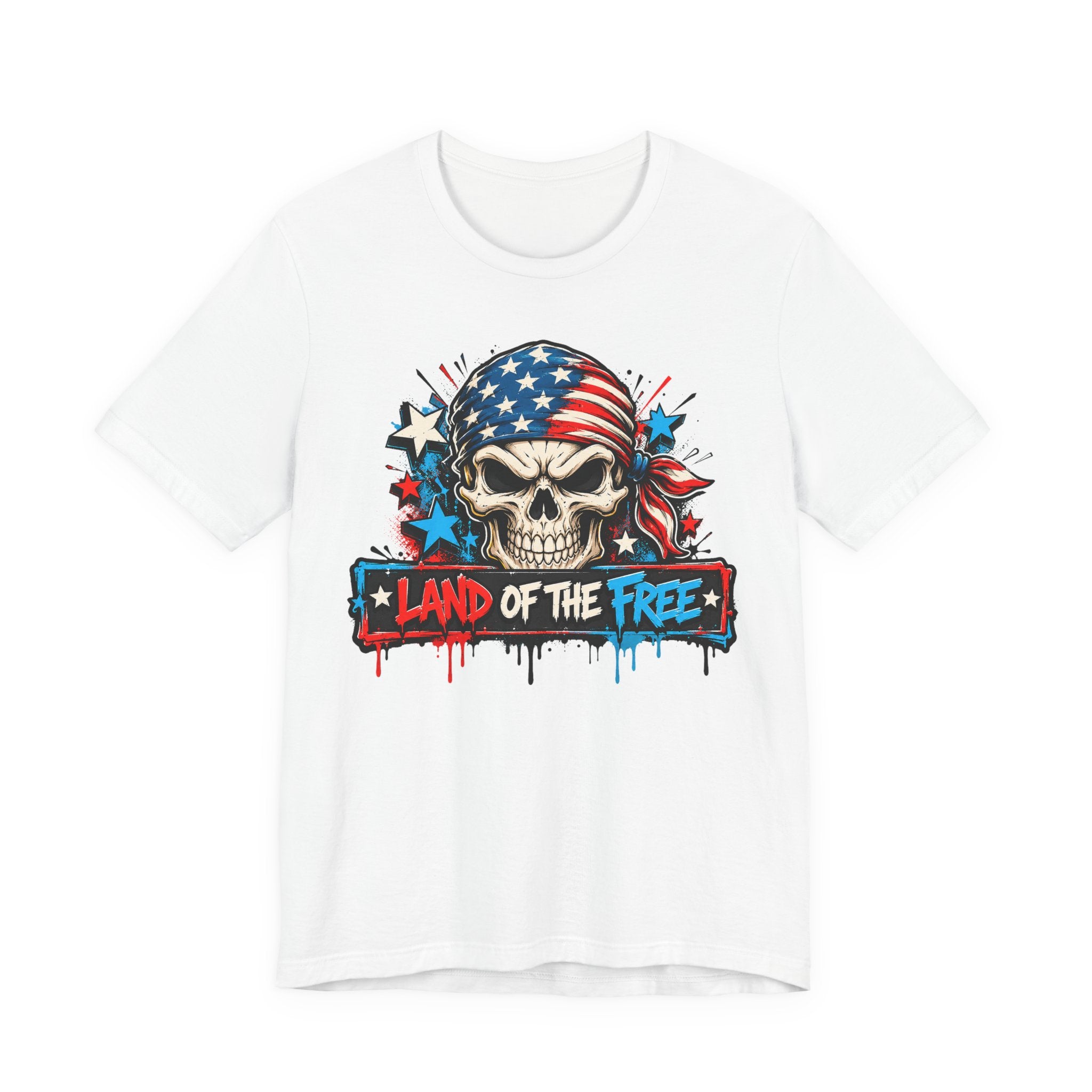 Land of the Free Skull T-Shirt | 4th of July American Flag Patriotic Graphic Tee