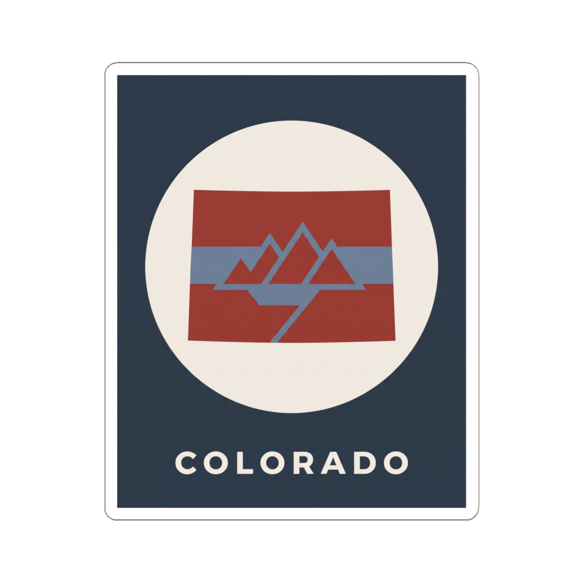 Square sticker featuring 'COLORADO' text under a red and blue mountain badge