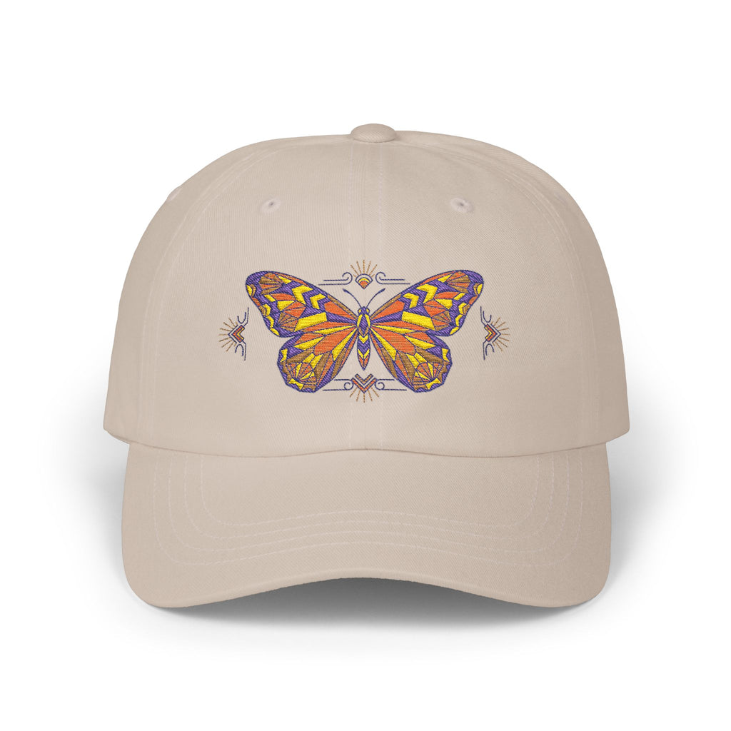 Butterfly Embroidered Dad Cap — Colorful Mosaic Moth Baseball Hat