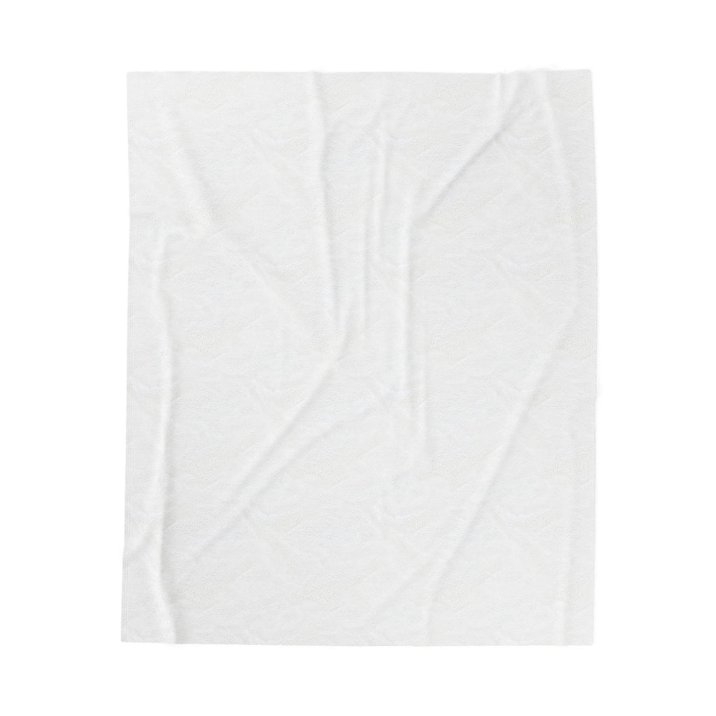 Velveteen plush blanket front in plain white fabric