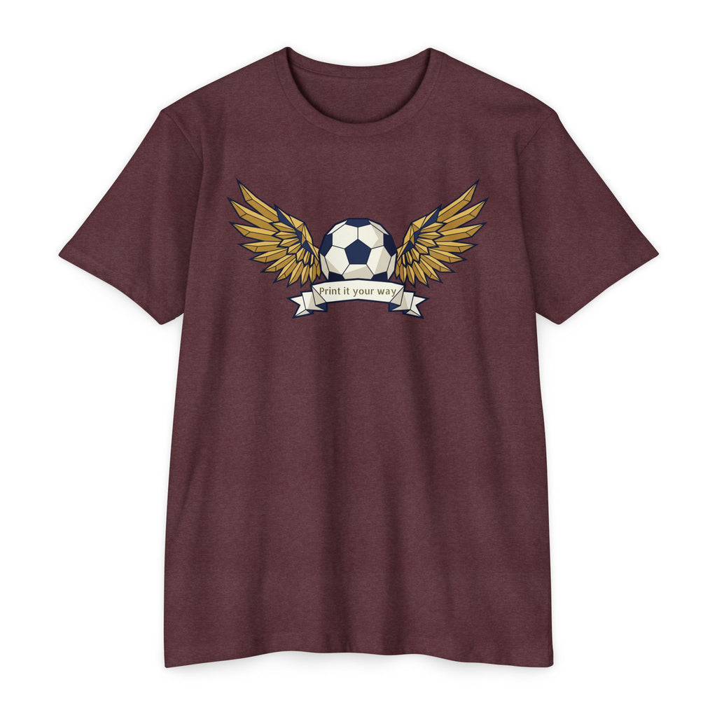 Custom Soccer T-Shirt Personalized Winged Soccer Ball Banner Tee Add Your Name or Team Gift Unisex
